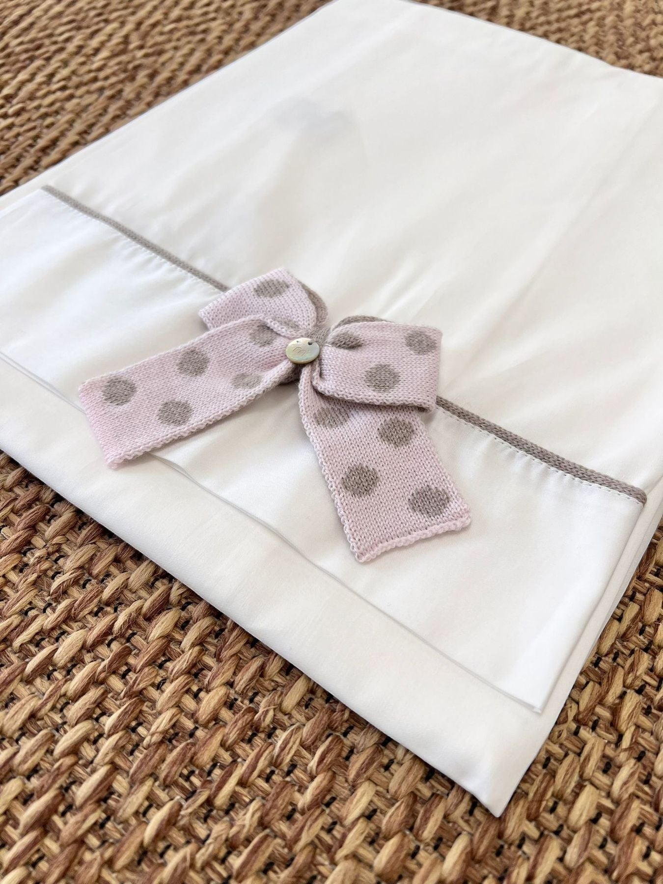 Lenzuolino Fiocco pois Neonata VANIGLIA IB22LE - NANU' BABY