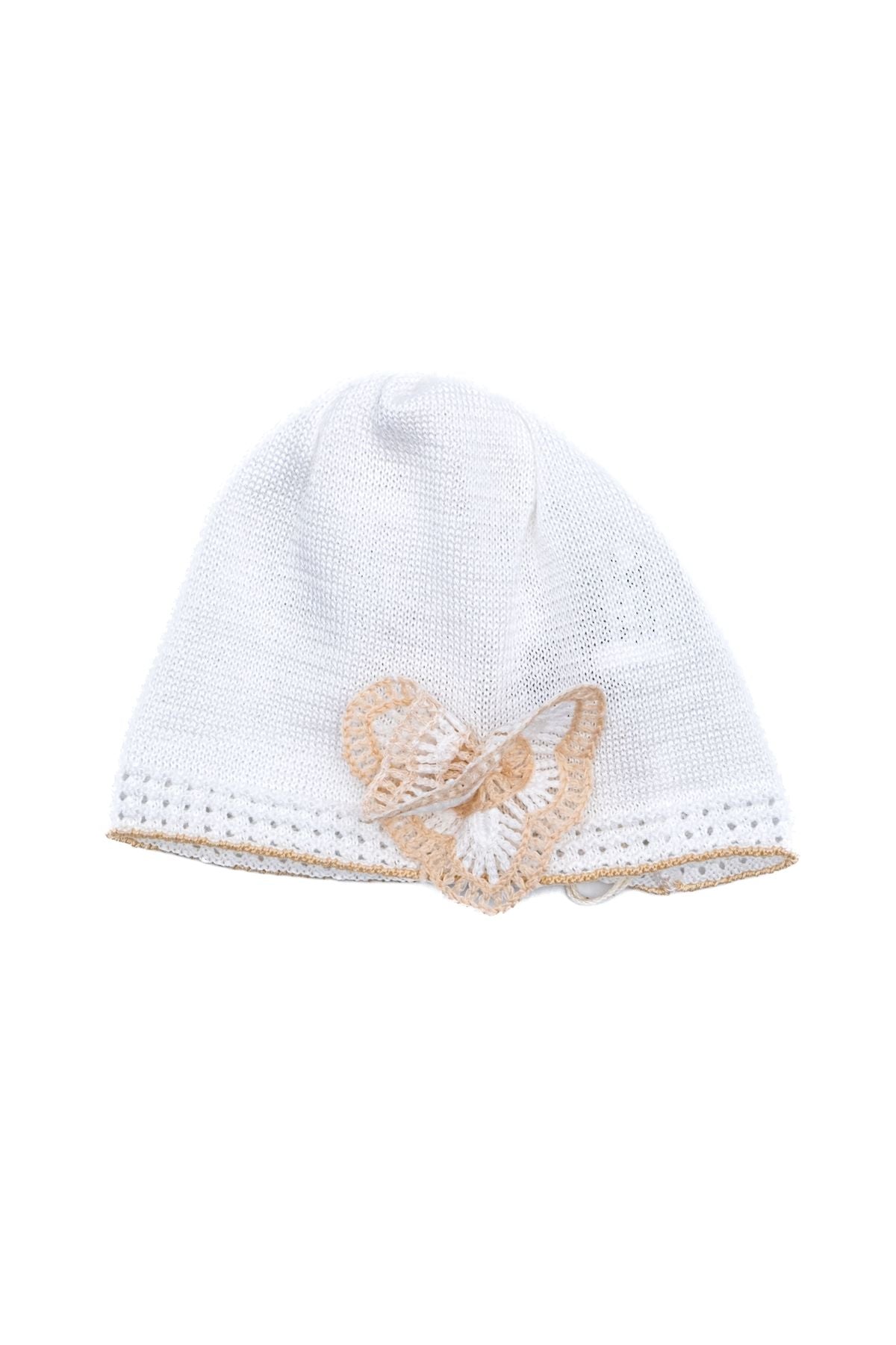 Cuffia Fiore in lino Neonata BIANCO EL2071 - NANU' BABY