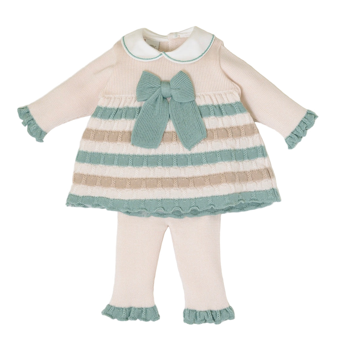 Completo Nascita Neonata Lana Vergine Verde Vaniglia IN2319/V