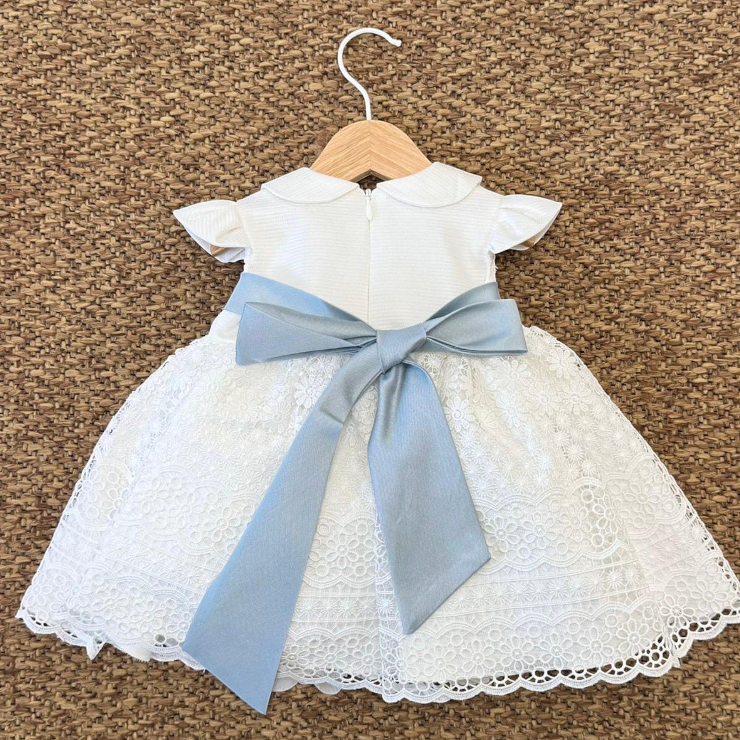 Abito Cerimonia Macramè Bimba AZZURRO FB080/AP - NANU' BABY