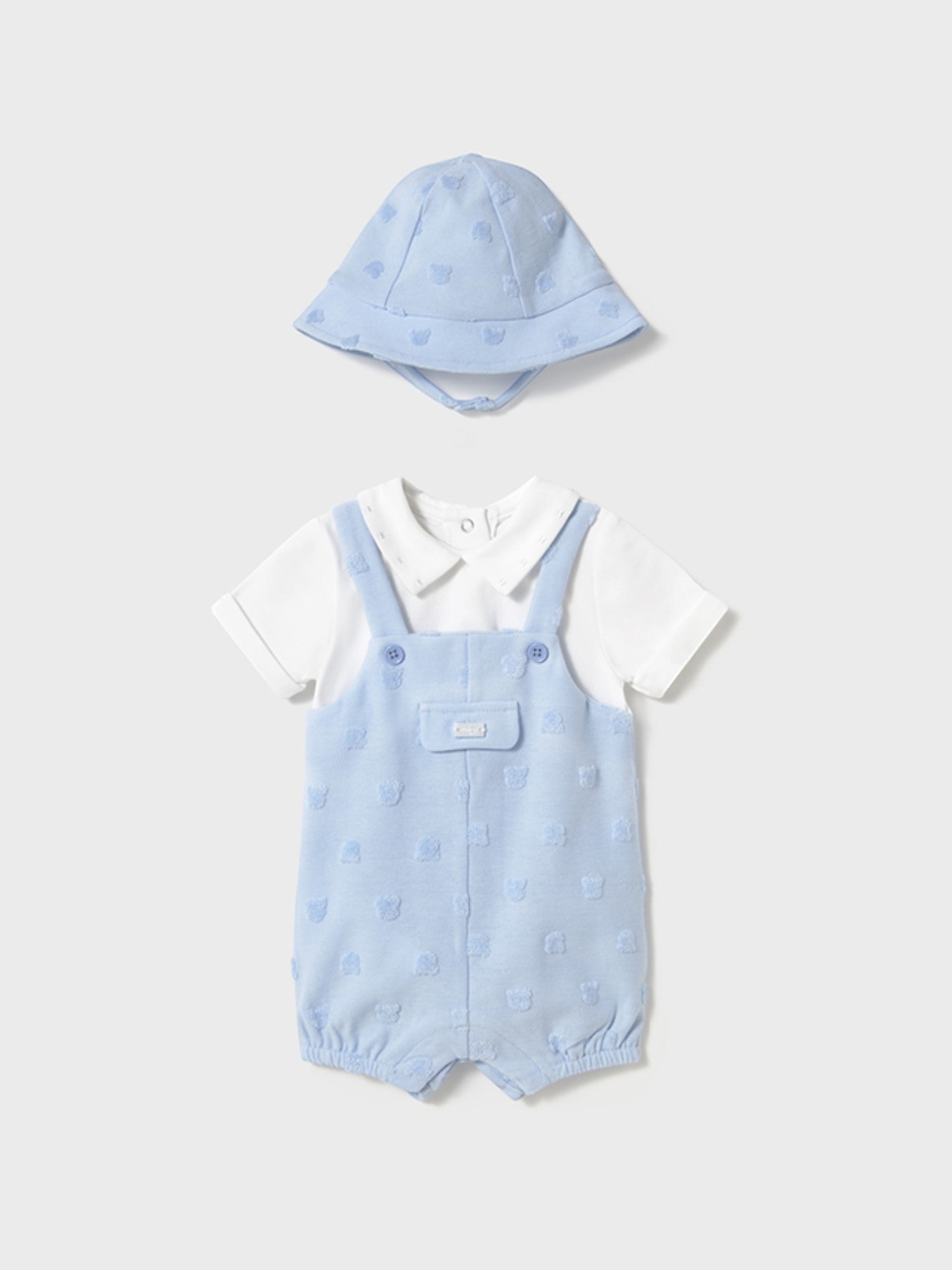 Pagliaccetto salopette,cappello Bimbo CIELO 1605 /C - NANU' BABY