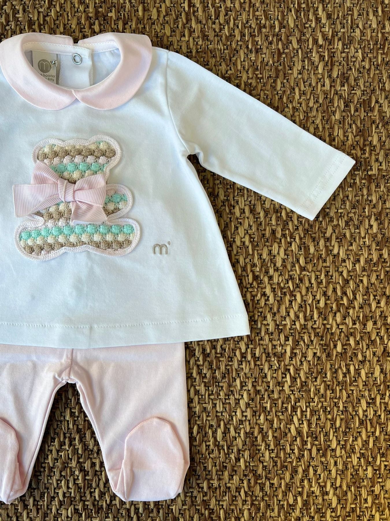 Completo Orsetto effetto Bolle Neonata ROSA EP6517 - NANU' BABY