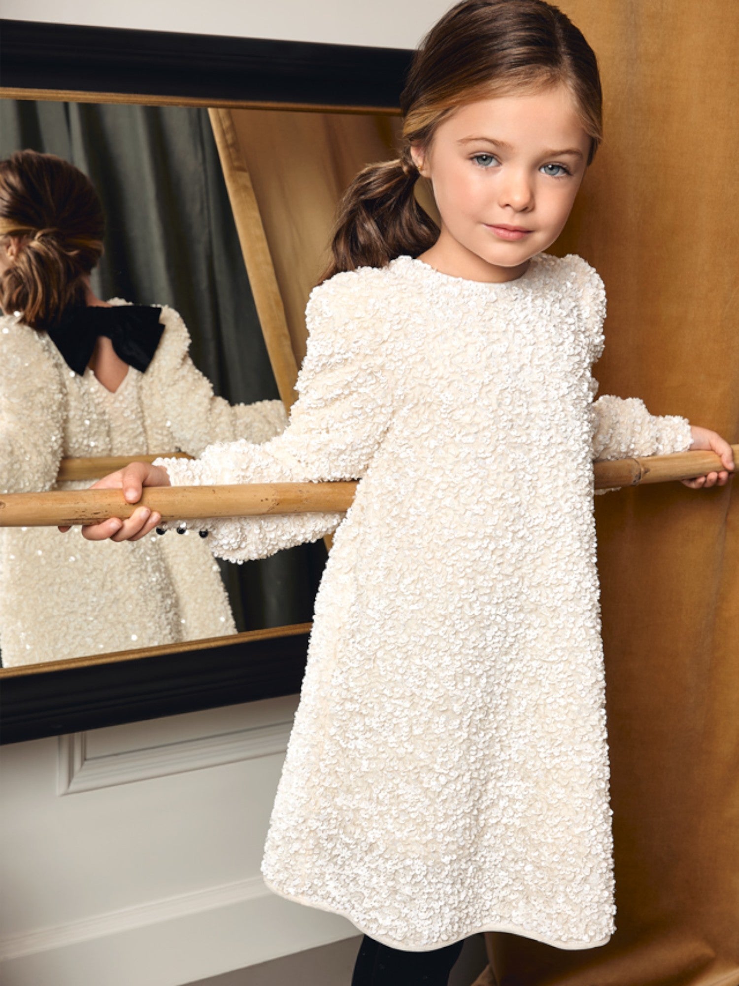 Abito lustrini velluto Bimba PANNA 5525/3 - NANU' BABY