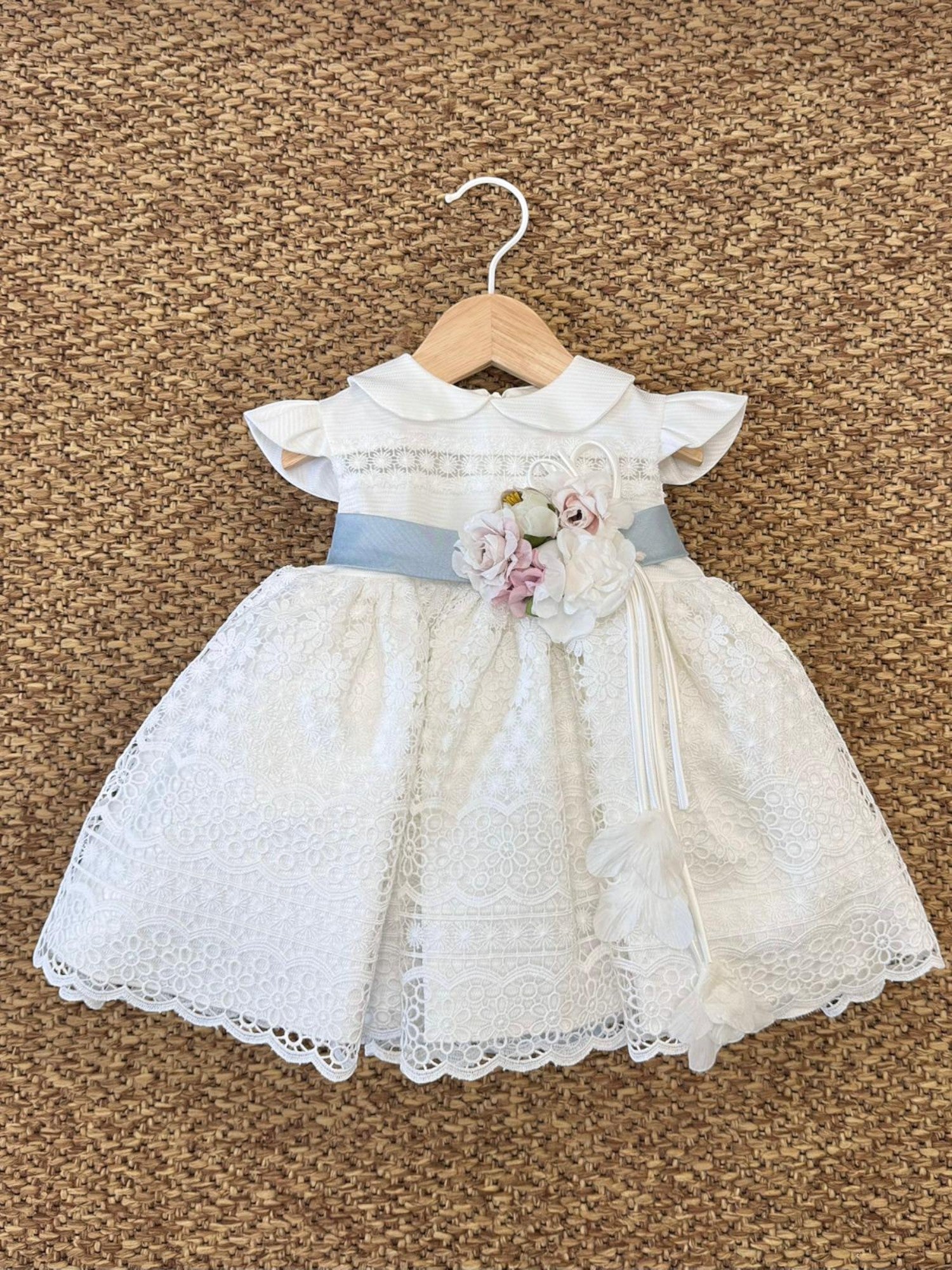 Abito Cerimonia Macramè Bimba AZZURRO FB080/AP - NANU' BABY