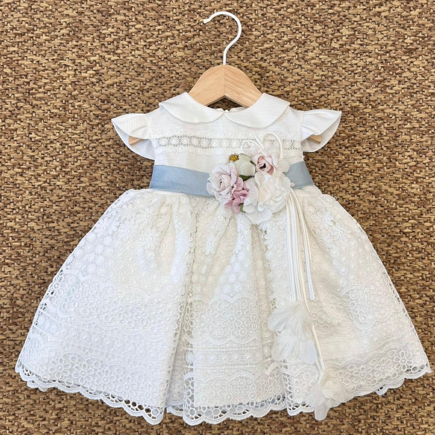 Abito Cerimonia Macramè Bimba AZZURRO FB080/AP - NANU' BABY