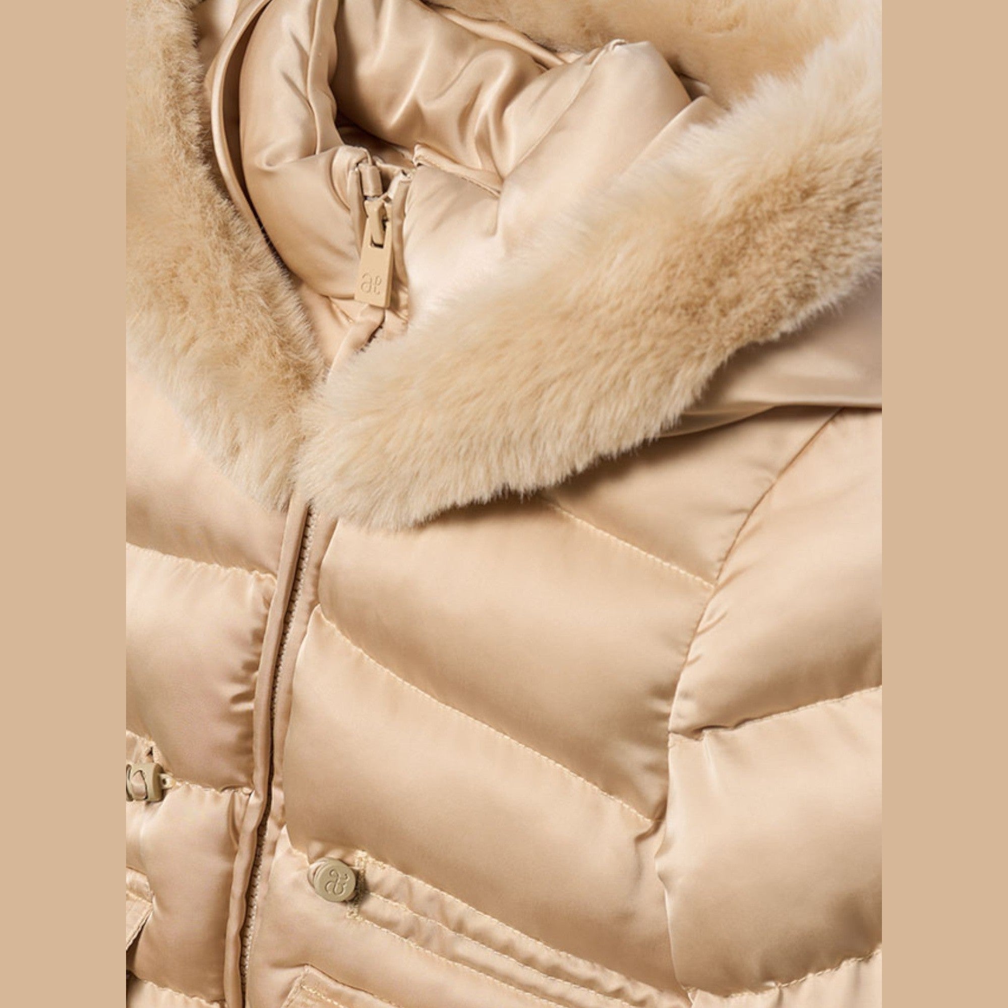 Giubbotto satinato pelo Bimba Beige 5849/14 - NANU' BABY