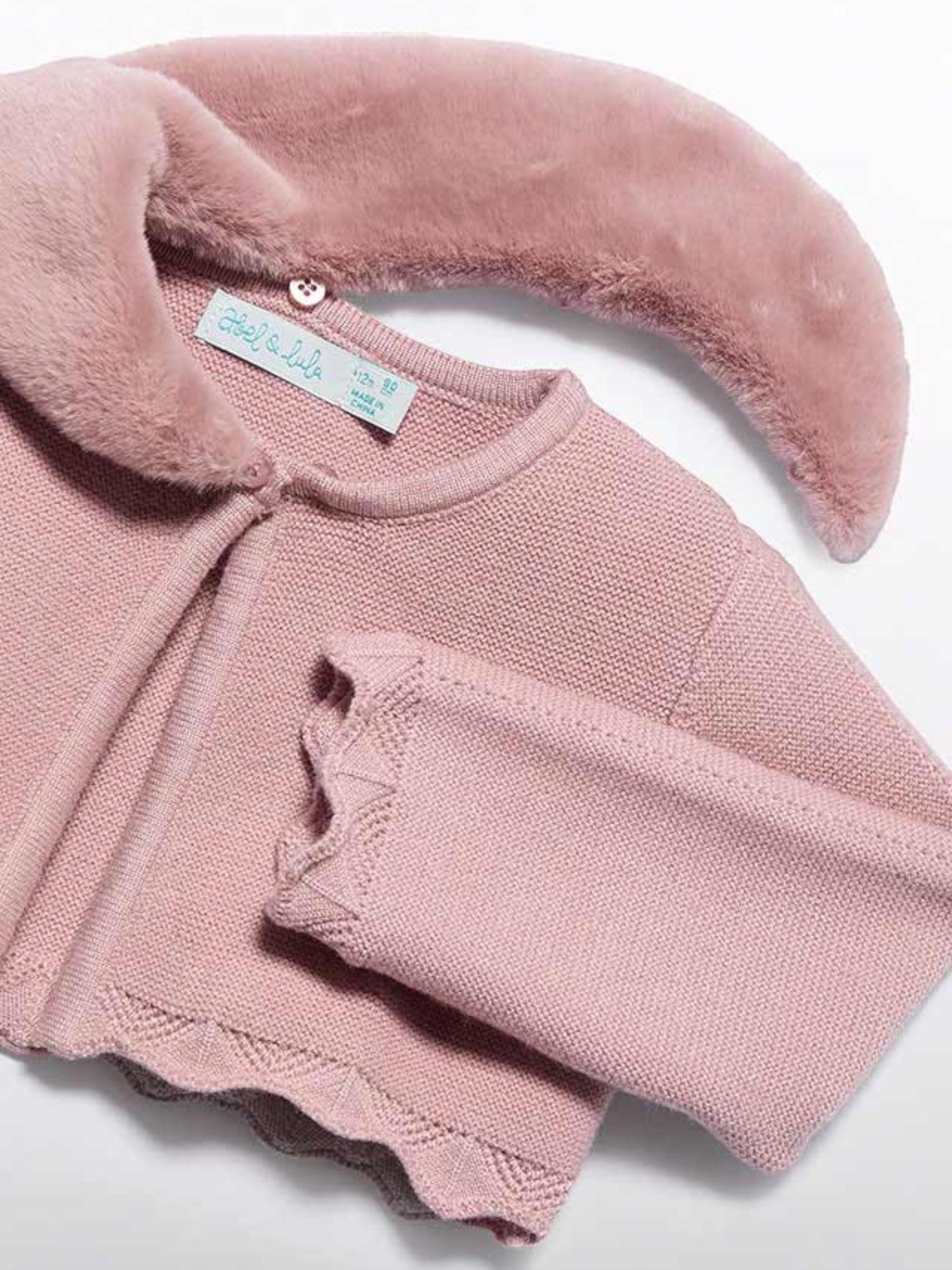 Cardigan tricot colletto pell Bimba Rosa 5817/11 - NANU' BABY