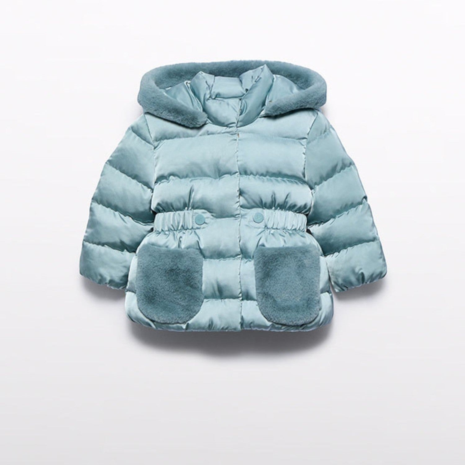 Giubbotto satinato pelo Bimba Verde 5821/21 - NANU' BABY