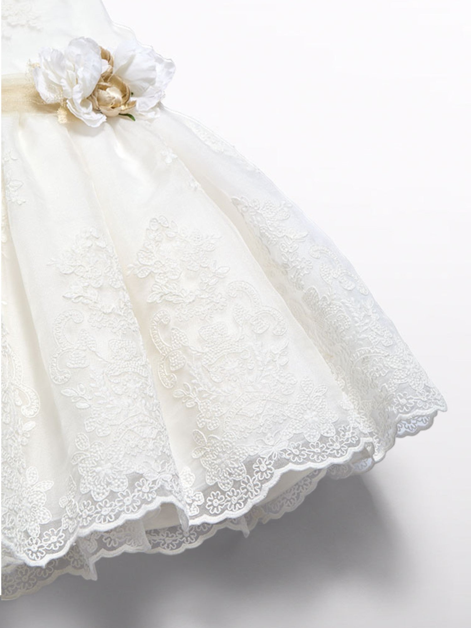 Abito organza ricamato Bimba PANNA 5037 /7 - NANU' BABY