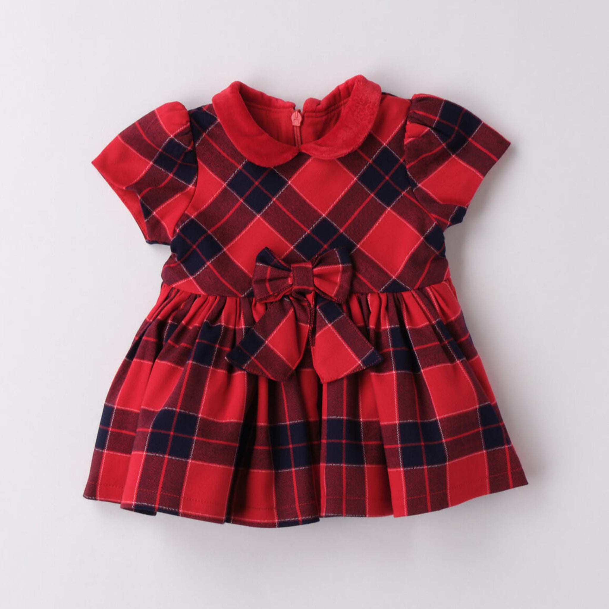 Abito Tessuto Check Con Manica Bimba Rosso 3F725/2253
