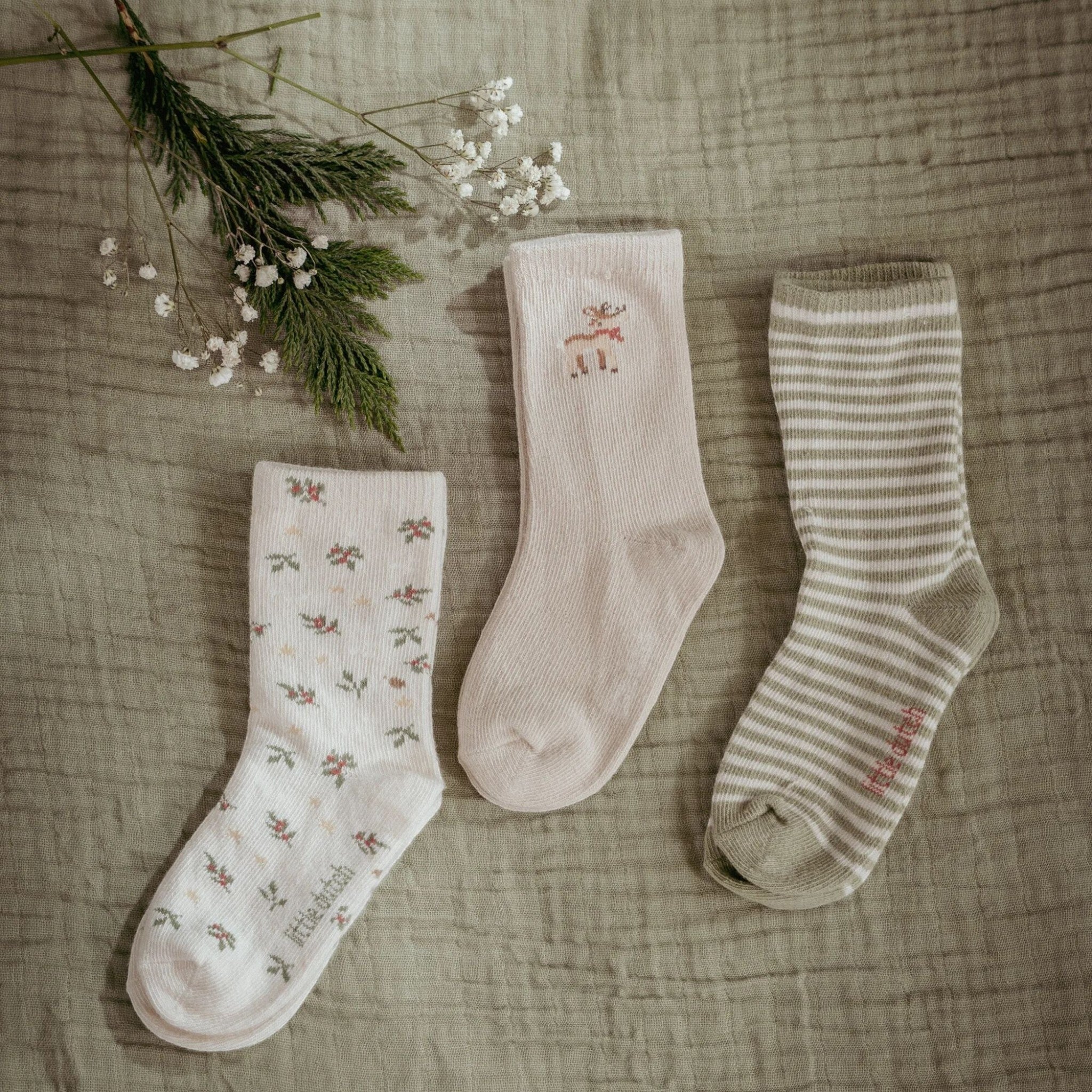 Confezione da 3 calzini natalizi Beige CL25109001