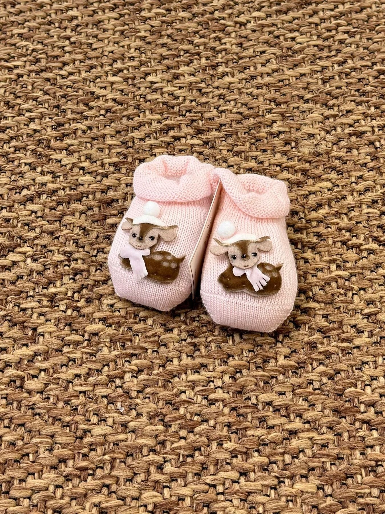 Babbucce Cerbiatto con cappellino e sciarpa Neonata ROSA 30577/1R - NANU' BABY