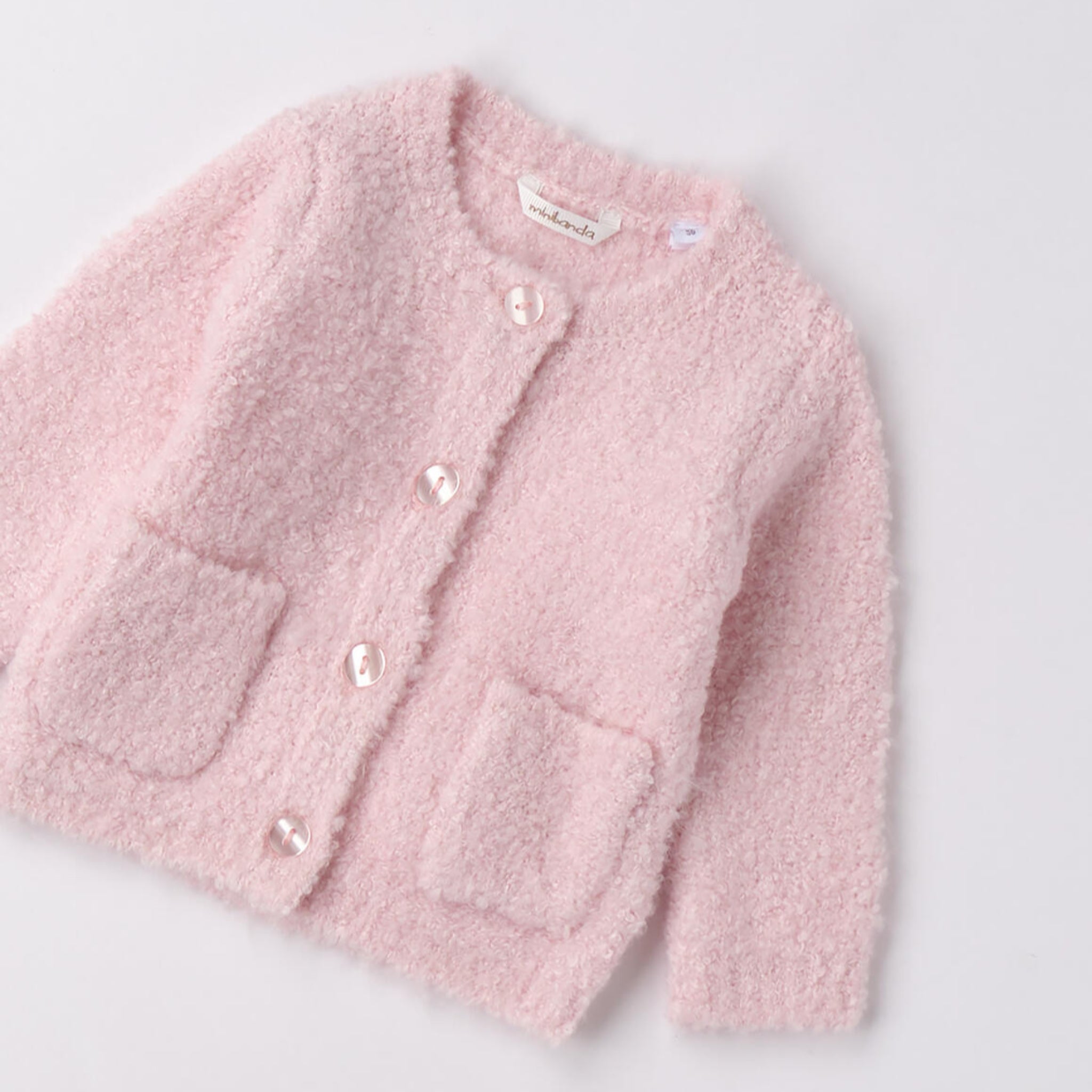 Cardigan Tricot Bouclé Taschine Bimba Rosa 3F707/2714
