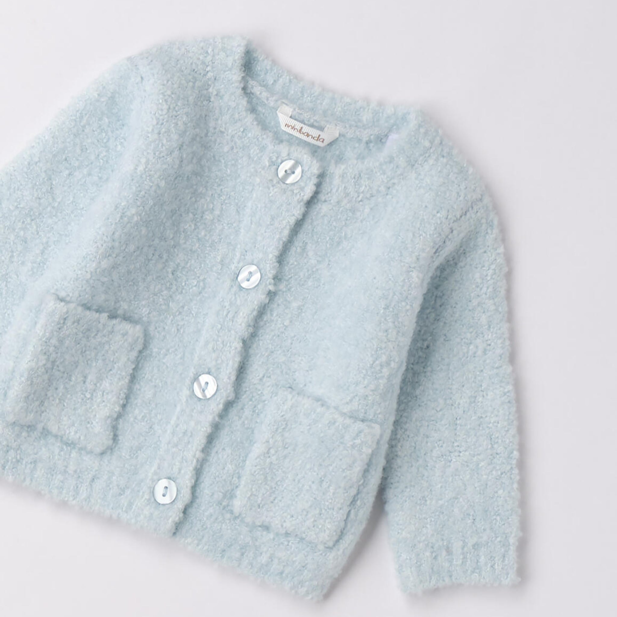 Cardigan Tricot Bouclé Taschine Bimba Bianco 3F707/3942