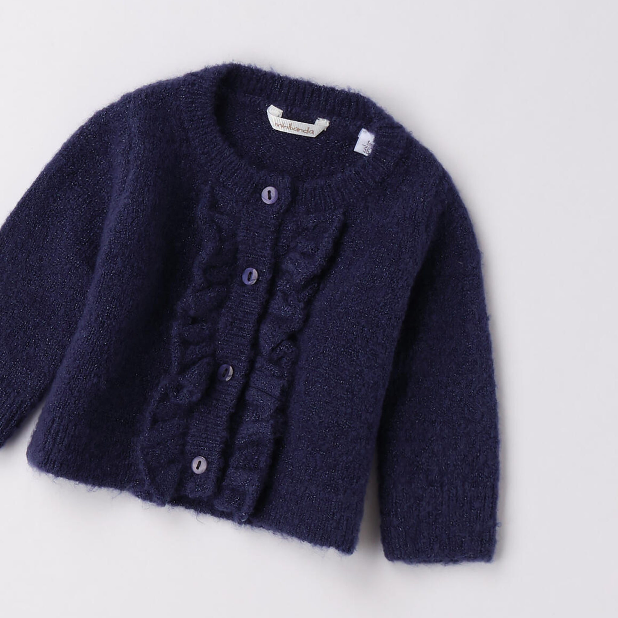 Cardigan Tricot Lurex Ruches Bimba Blu 3F706/3547