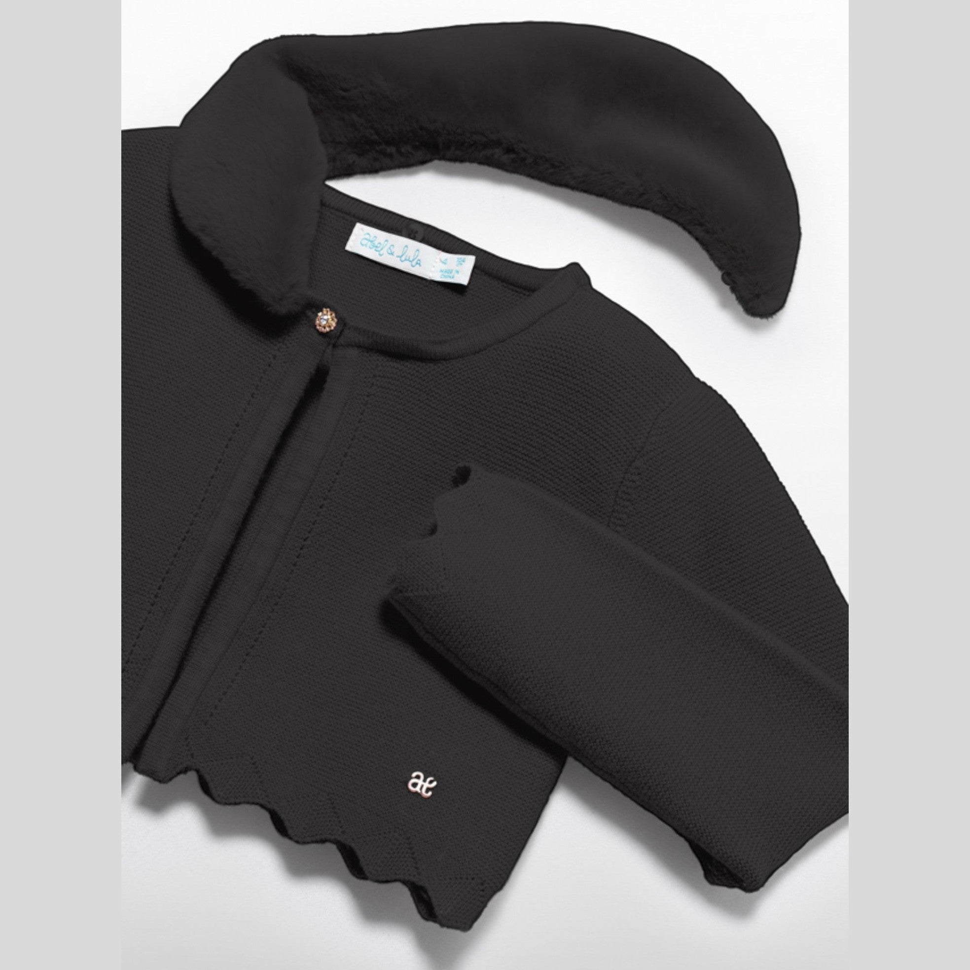 Cardigan tricot colletto pell Bimba Nero 5834/80 - NANU' BABY