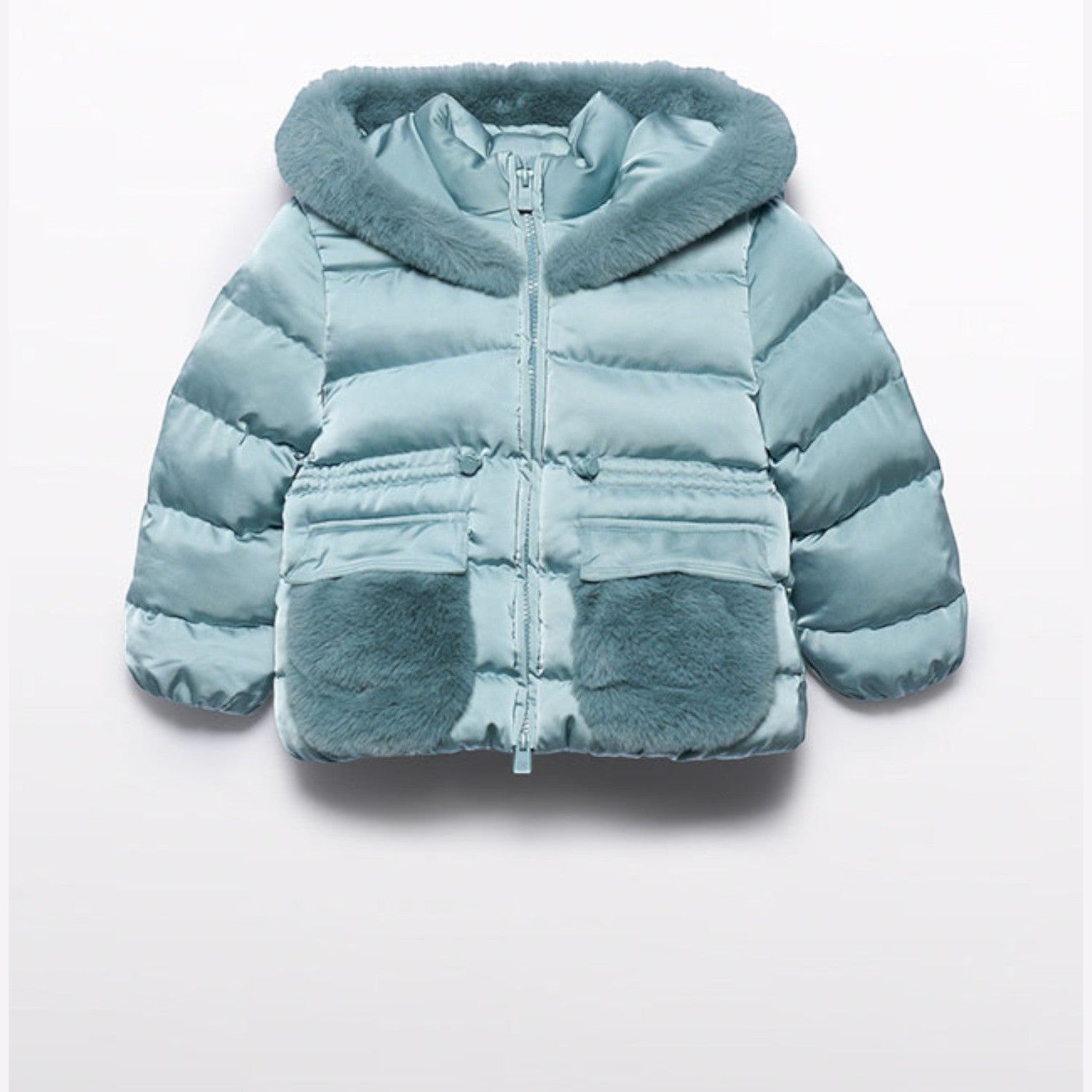 Giubbotto satinato pelo Bimba Verde 5849/16 - NANU' BABY