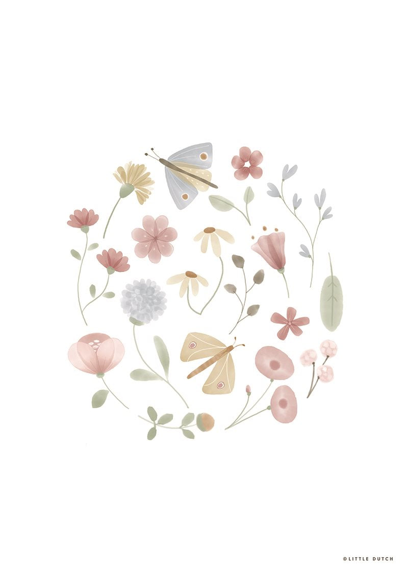 Poster Fiori e Farfalle - A3 ROSA PW11421690 - NANU' BABY