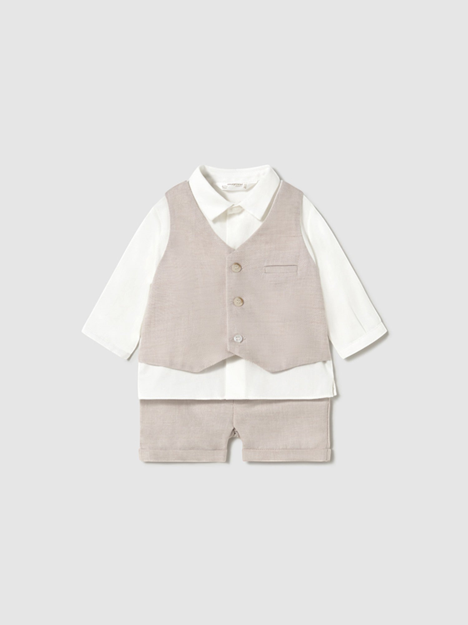 Completo pantalone corto gilet Bimbo BEIGE 1212 /BE - NANU' BABY