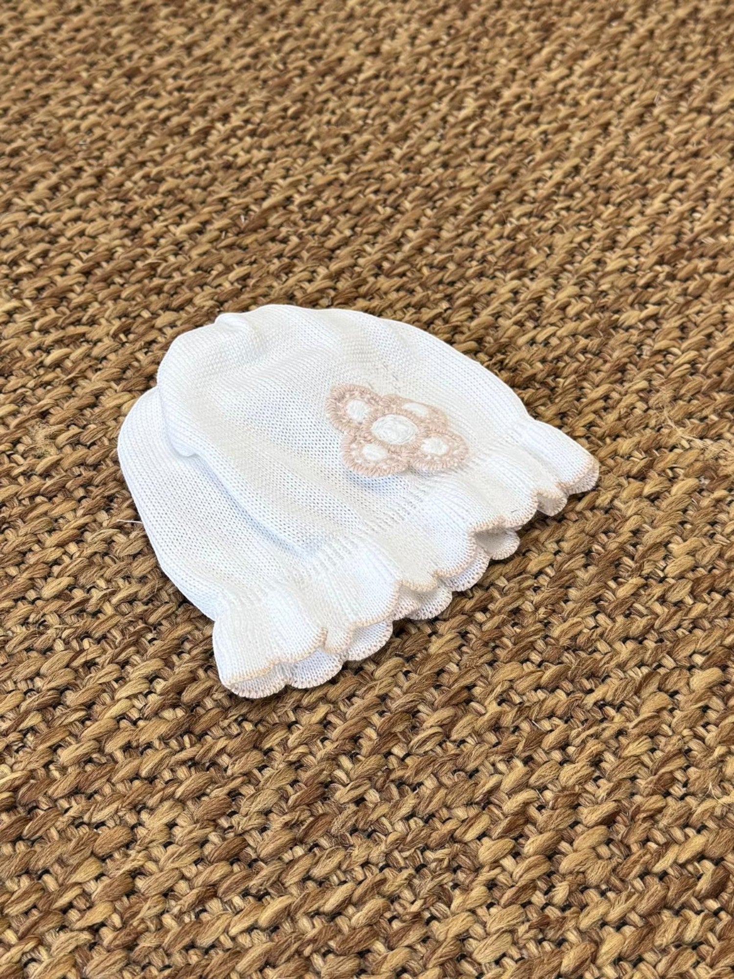Cuffia Neonata BIANCO EB2971 - NANU' BABY