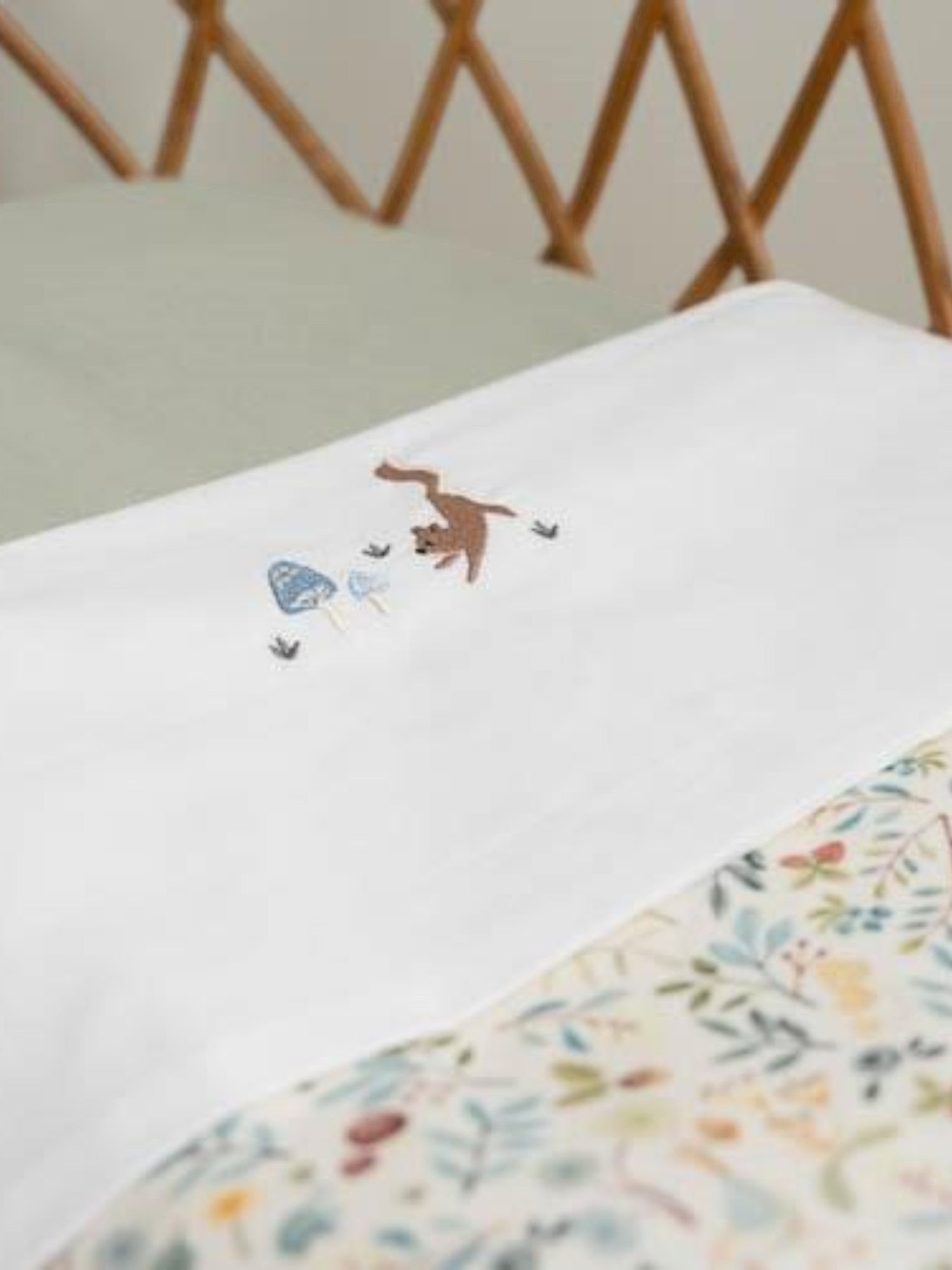 Lenzuolo lettino Funghi Ricamati - Amici della foresta Neonato BIANCO TE10214030 - NANU' BABY