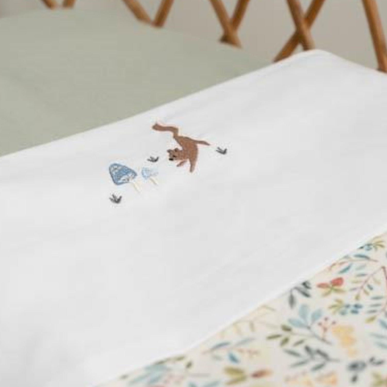 Lenzuolo lettino Funghi Ricamati - Amici della foresta Neonato BIANCO TE10214030 - NANU' BABY