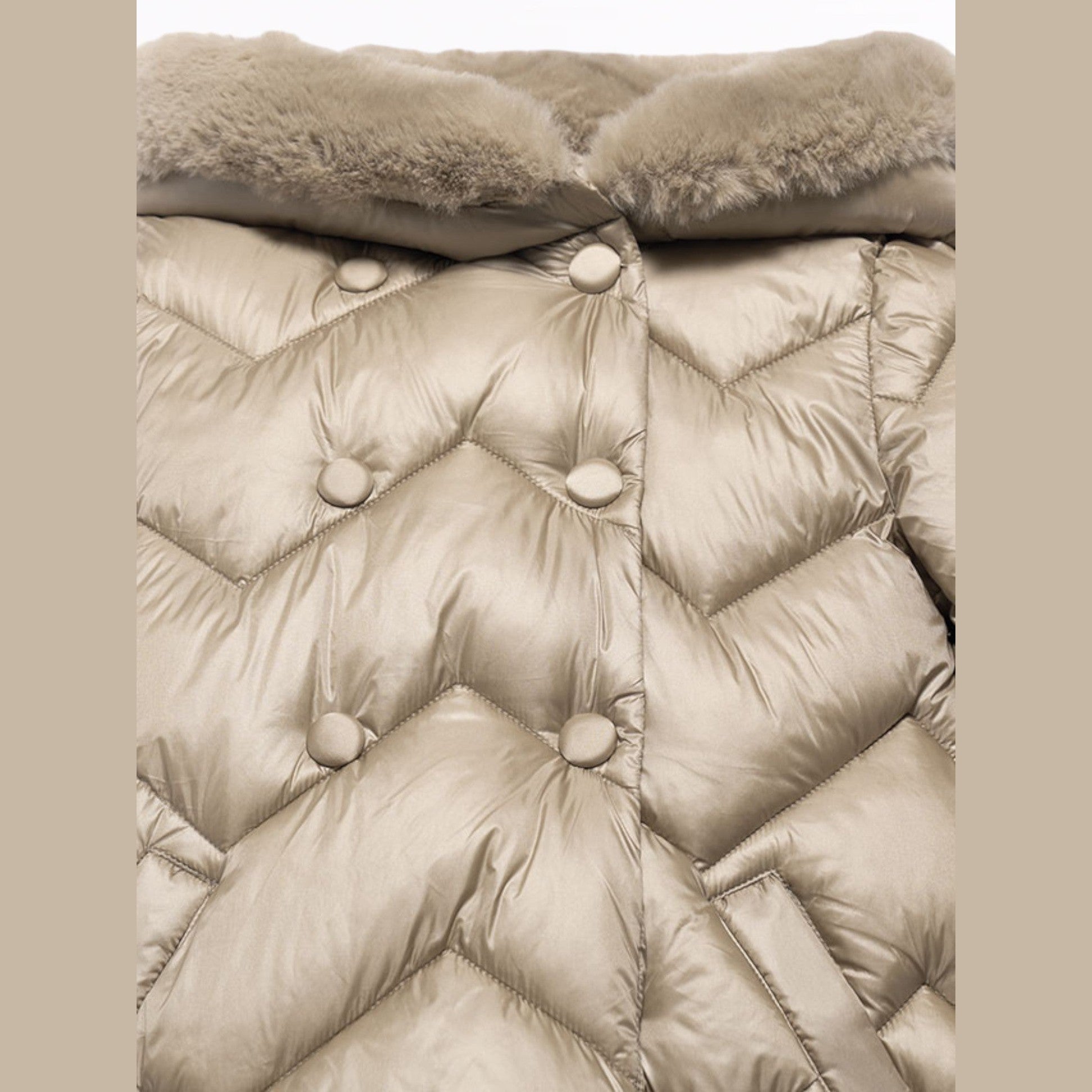Giaccone lungo trapuntato Bimba Beige 5847/11 - NANU' BABY