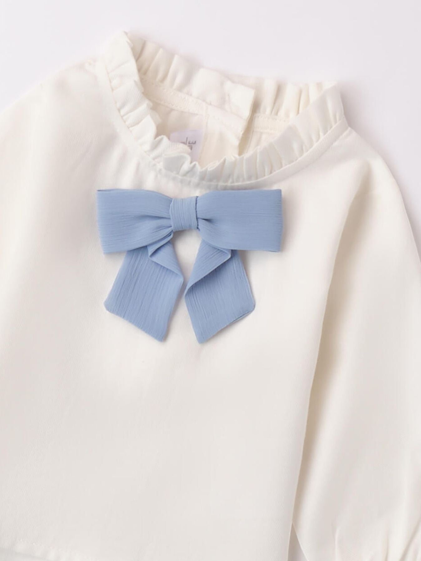 Camicia con fiocco Azzurro Bimba PANNA 3A779/A - NANU' BABY