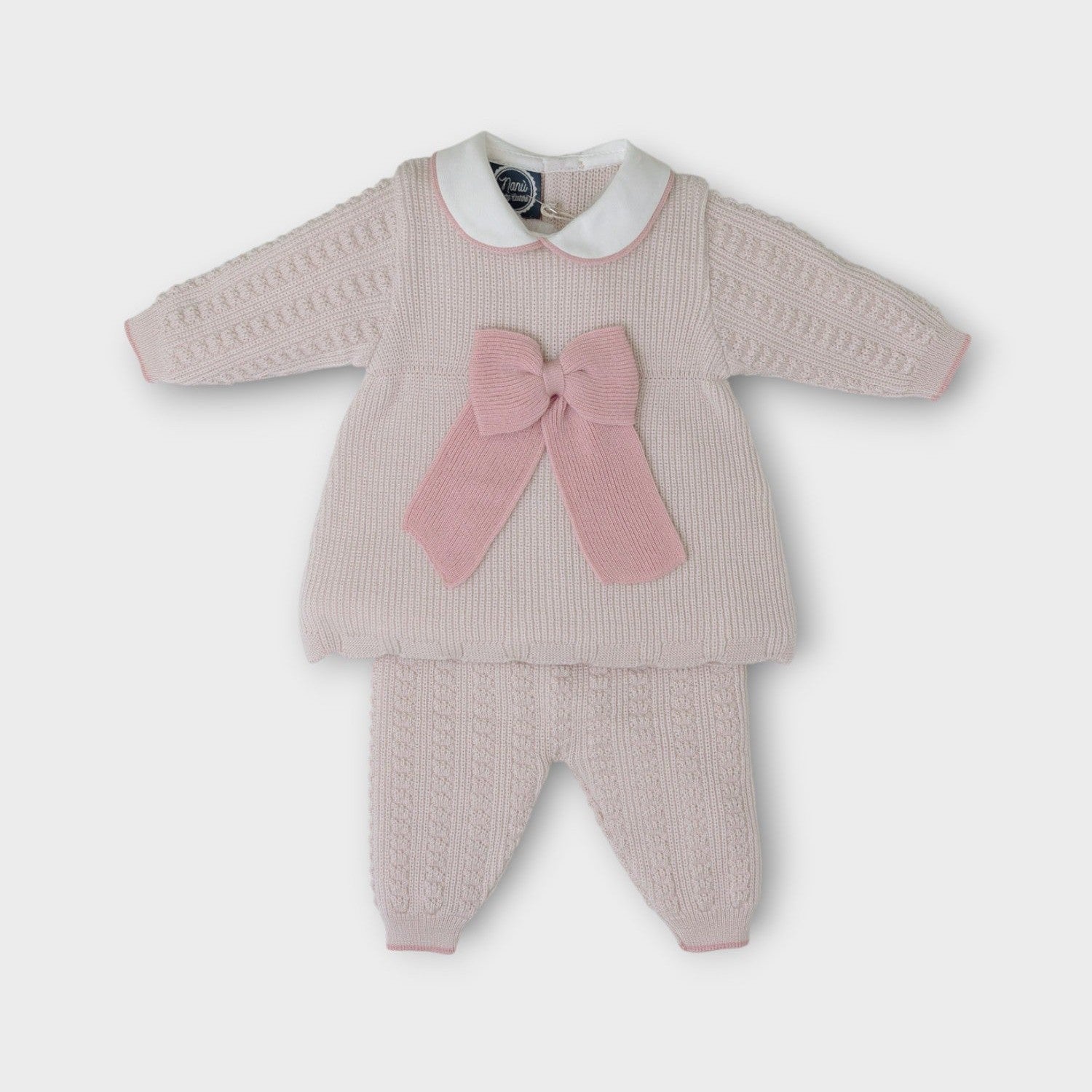 Completo 2 pezzi vestinetta lunga Neonata NATURALE IN4619 - NANU' BABY