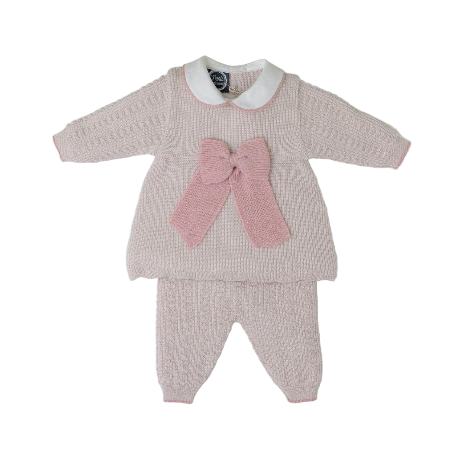Completo 2 pezzi vestinetta lunga Neonata NATURALE IN4619 - NANU' BABY