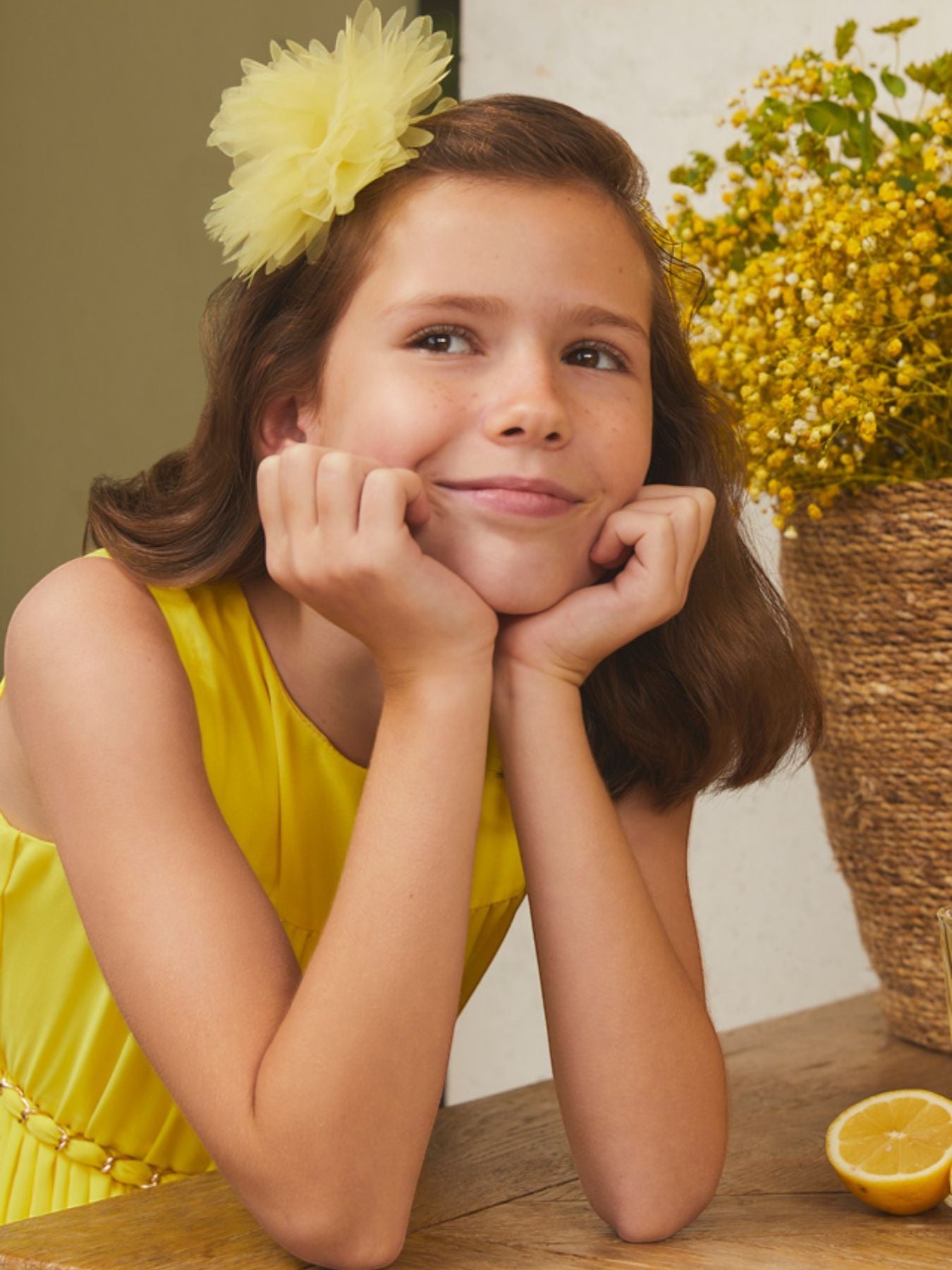 Fermaglio fiore organza GIALLO 5409/G - NANU' BABY