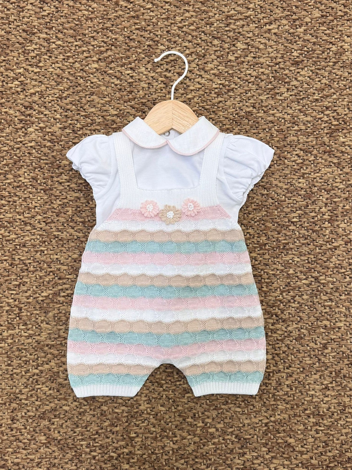 Completo Salopette e body m/c Bimba BIANCO EB1530 - NANU' BABY