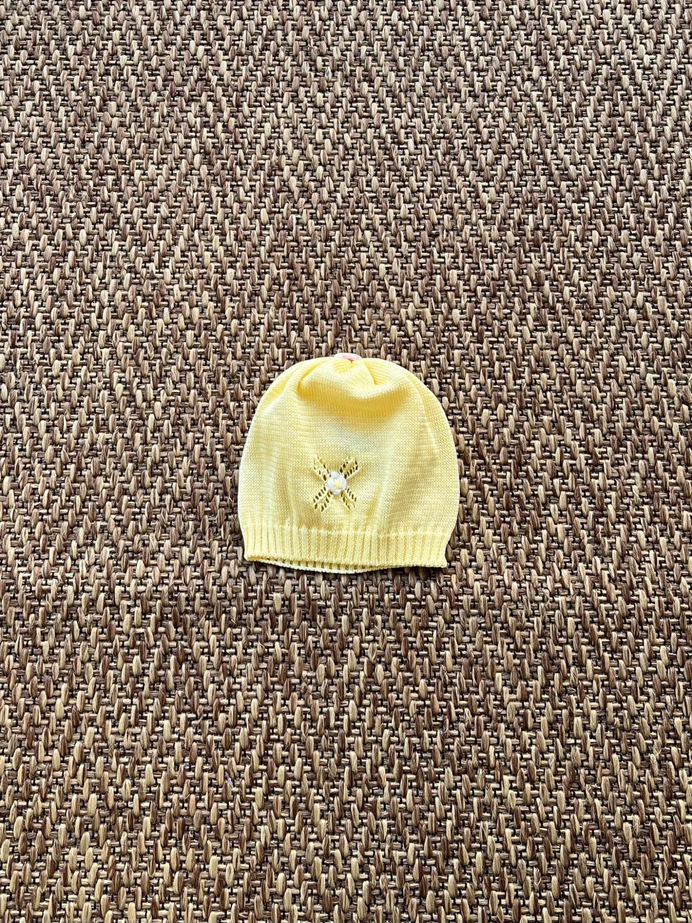 Cuffia in filo di cotone Neonata GIALLO EP1471 - NANU' BABY