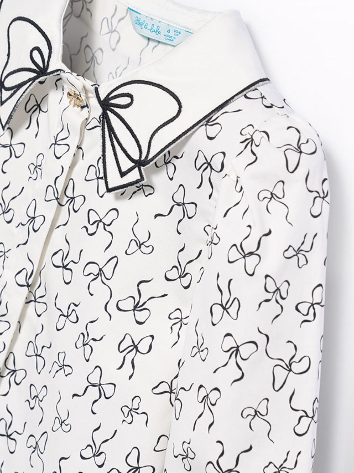 Blusa popelin satinato fiocco Bimba PANNA 5613/3 - NANU' BABY