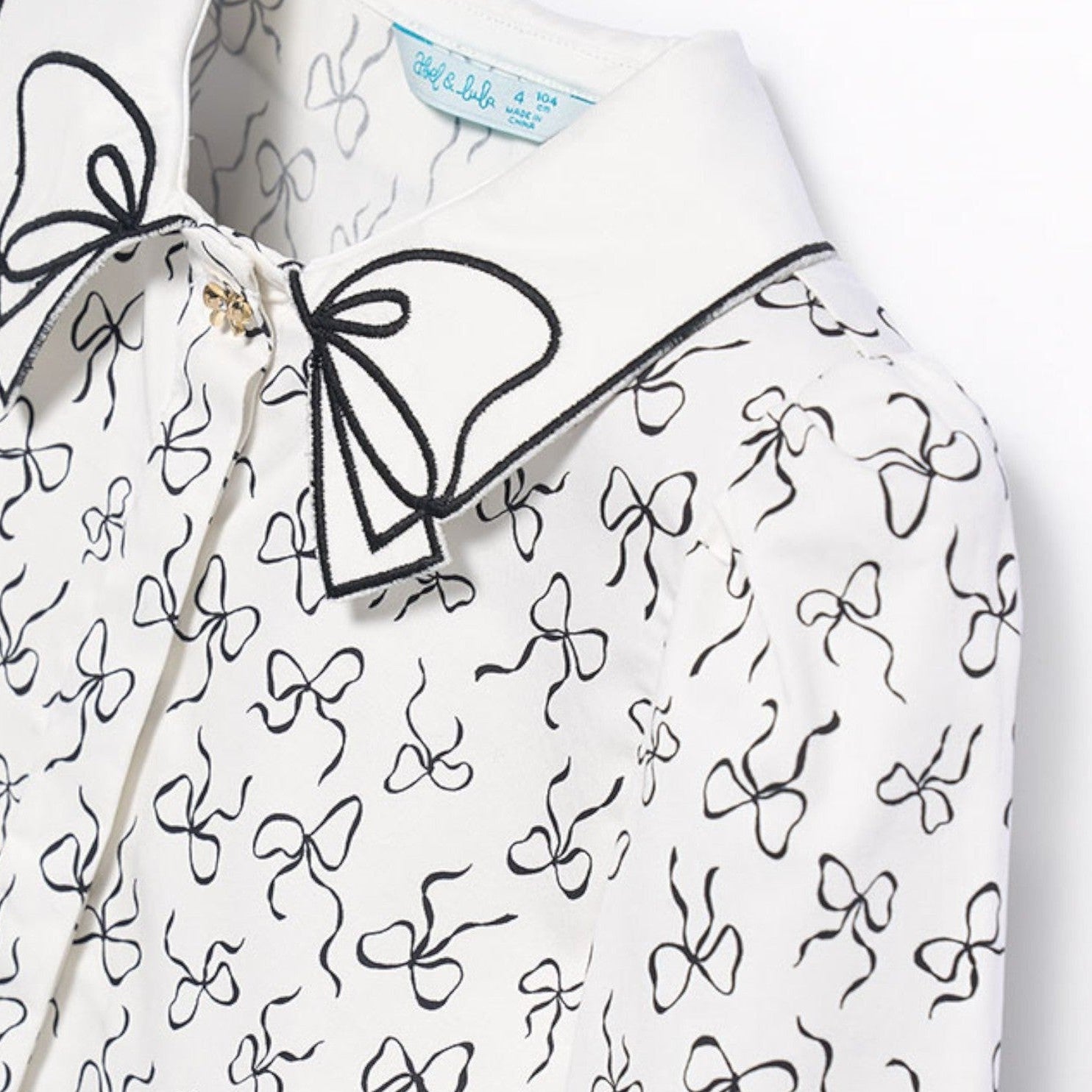 Blusa popelin satinato fiocco Bimba PANNA 5613/3 - NANU' BABY