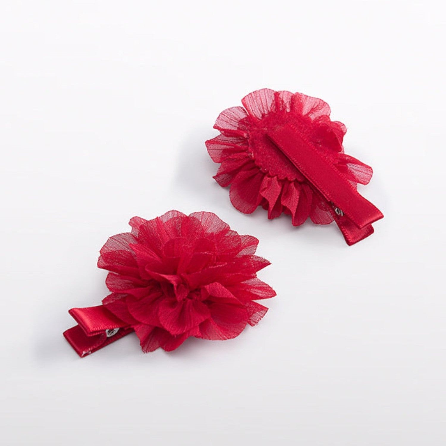 Set 2 fermagli fiori chiffon Bimba Rosso 5967/28 - NANU' BABY