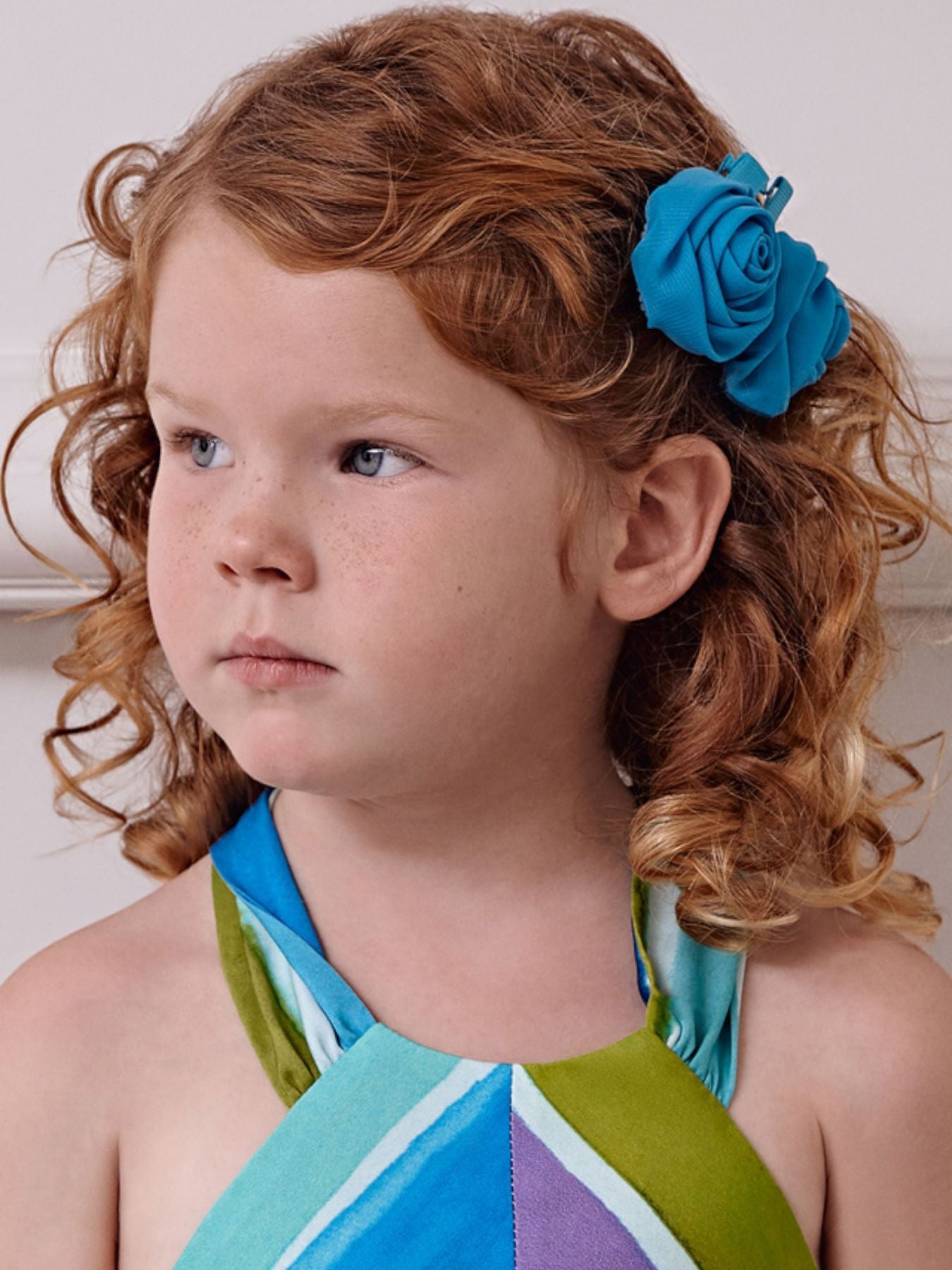 Set 2 fermagli fiori chiffon TURCHESE 5411/T - NANU' BABY