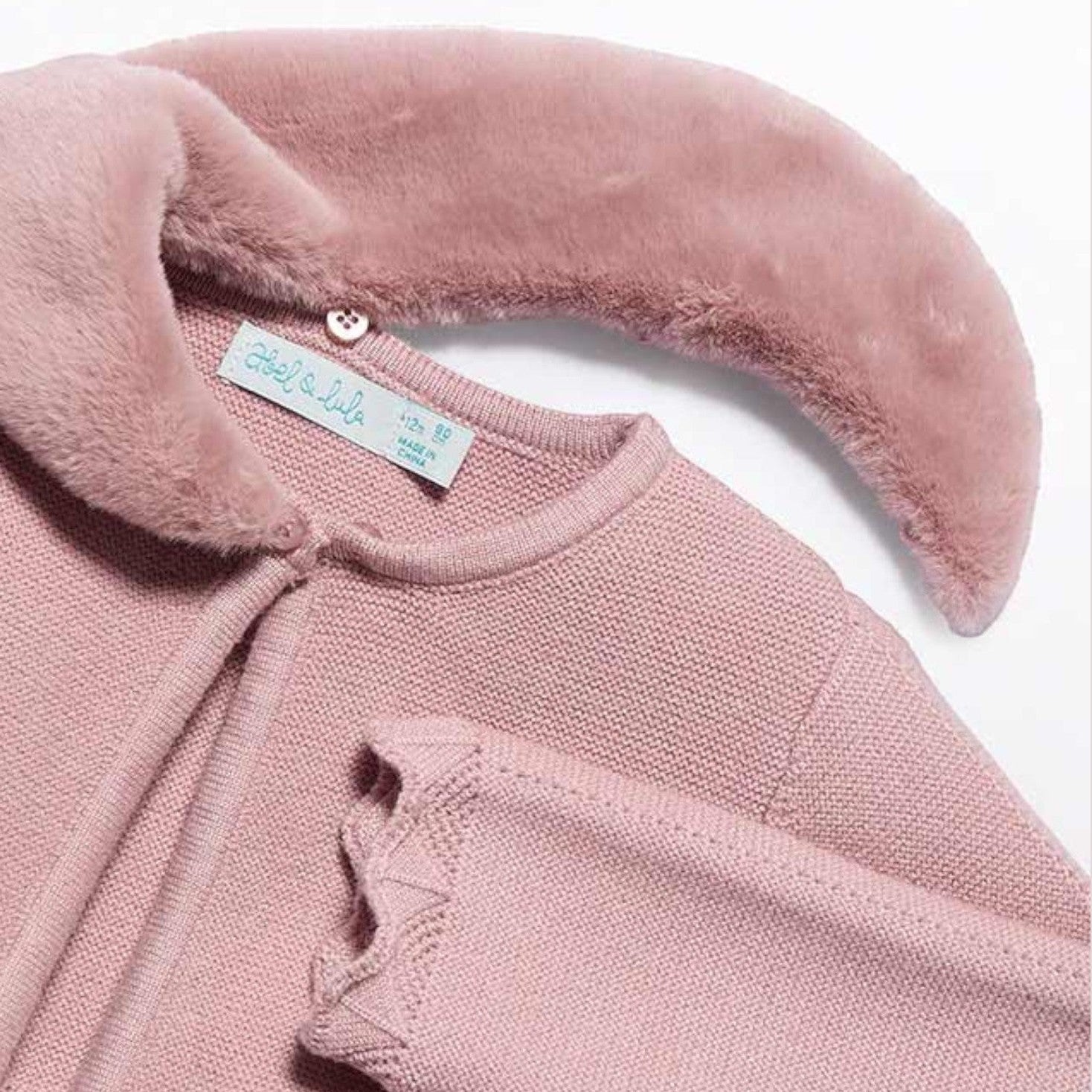 Cardigan tricot colletto pell Bimba Rosa 5817/11 - NANU' BABY
