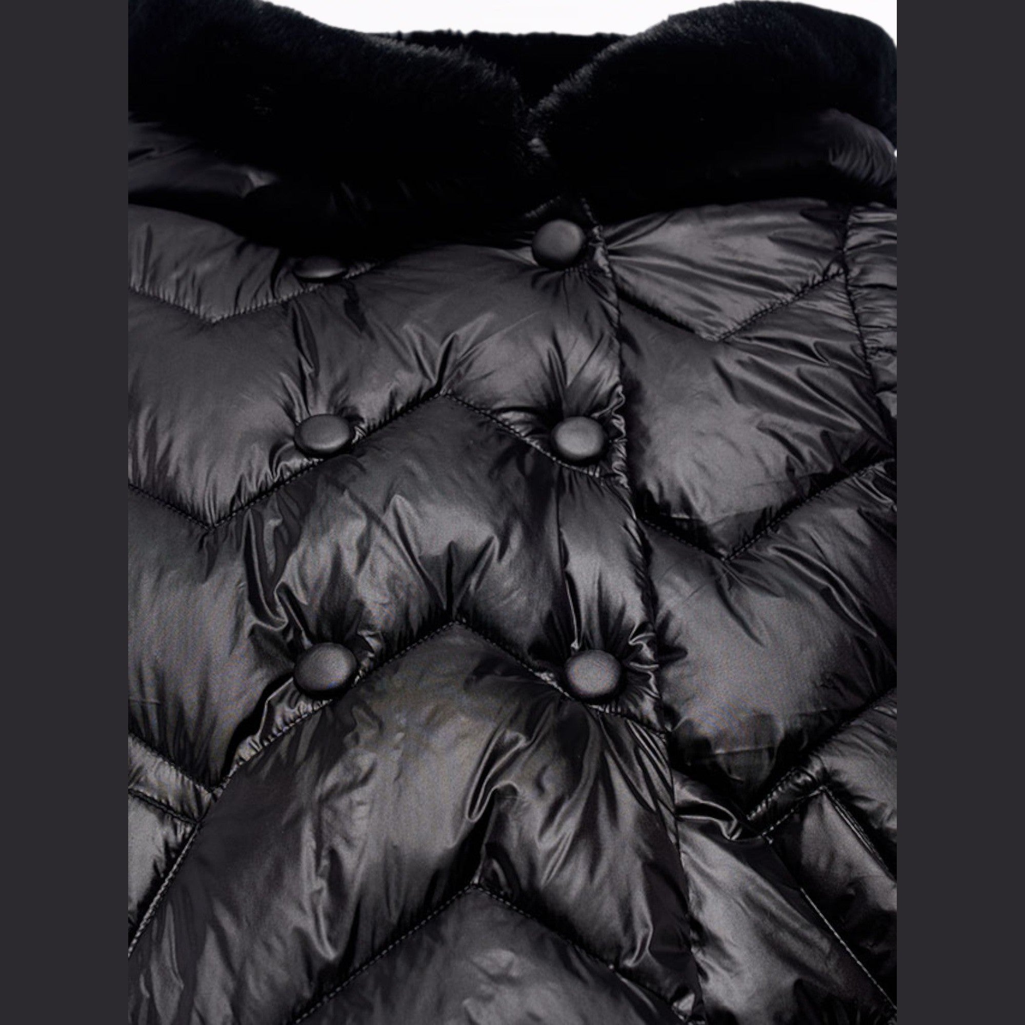 Giaccone lungo trapuntato Bimba Nero 5847/10 - NANU' BABY