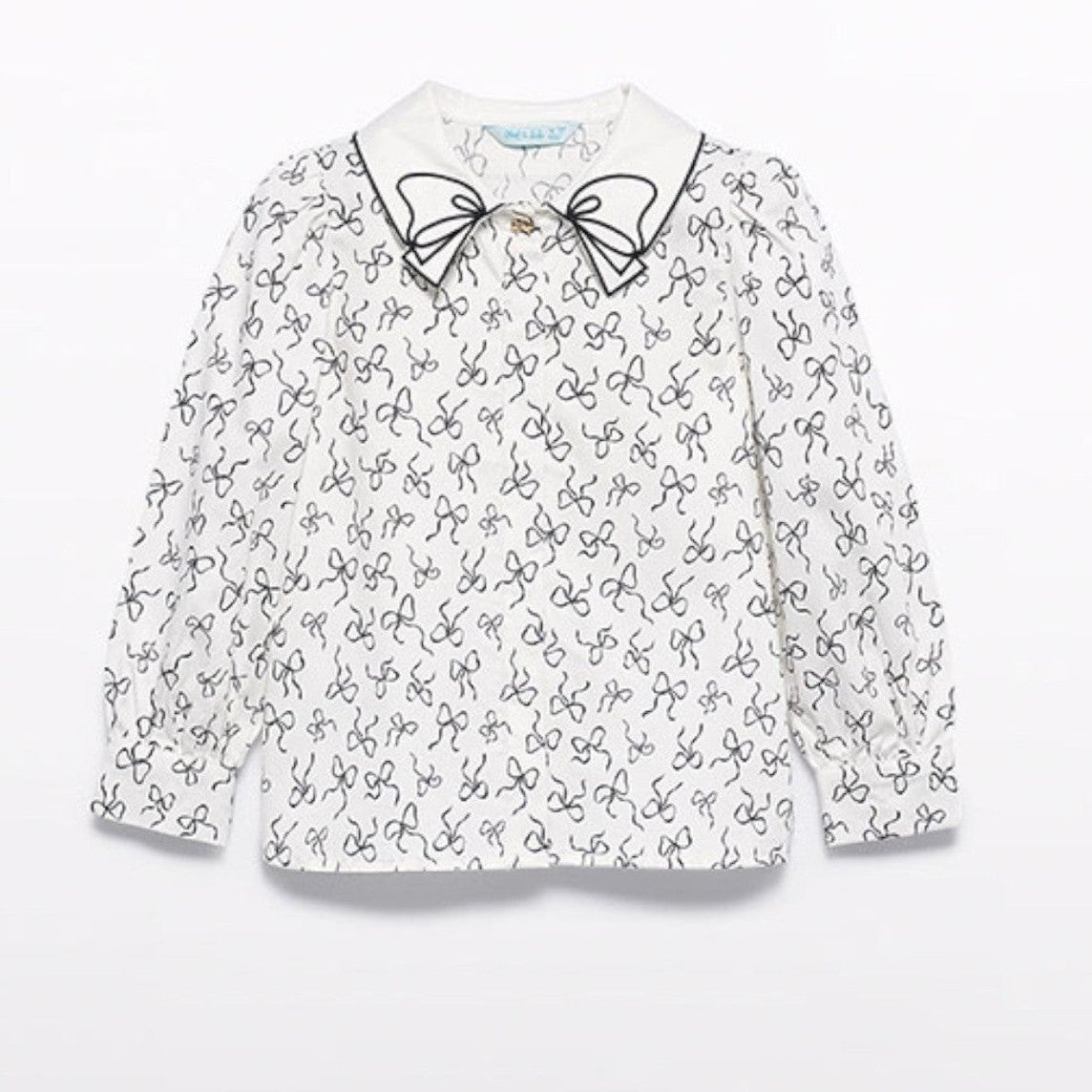Blusa popelin satinato fiocco Bimba PANNA 5613/3 - NANU' BABY