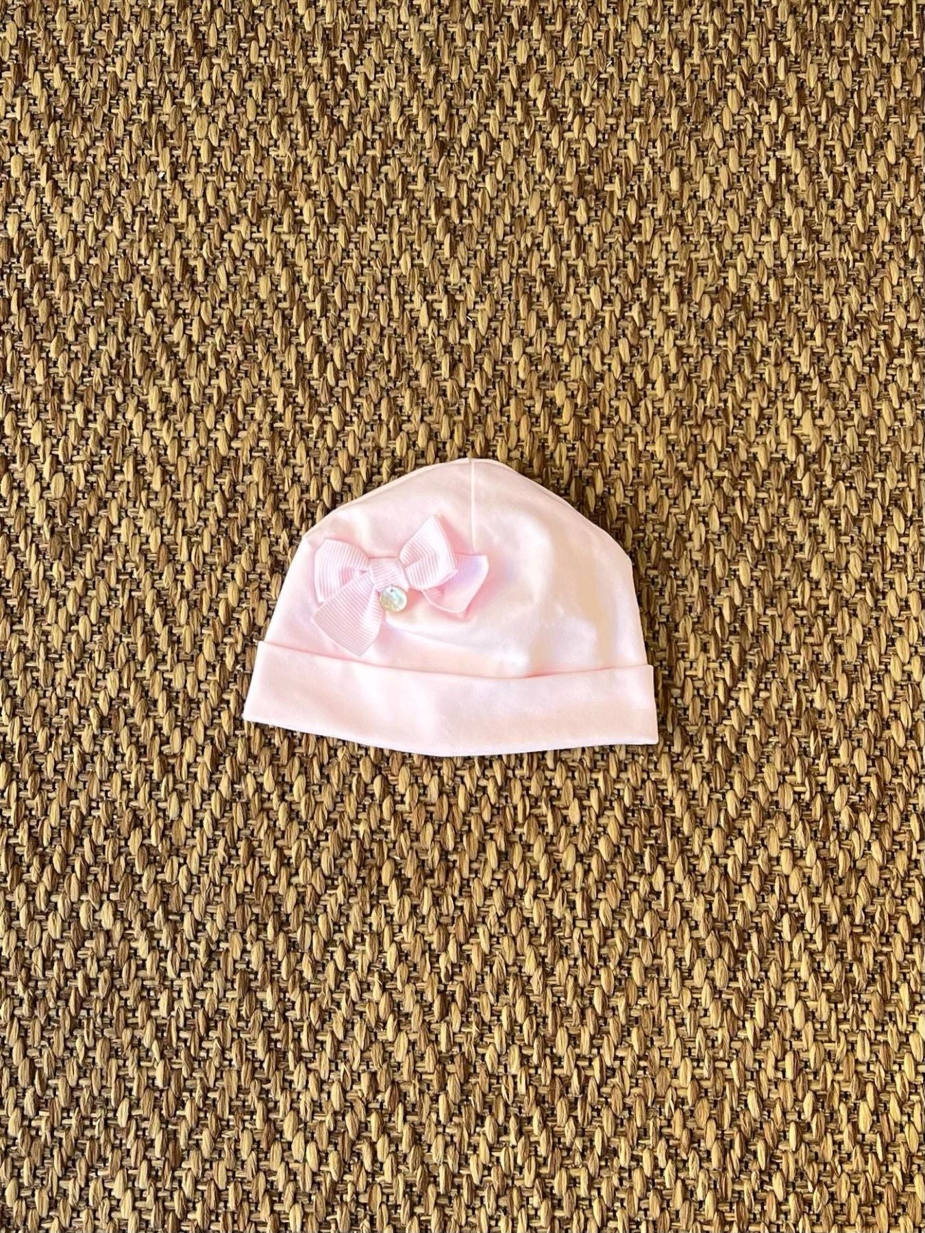Cuffia Fiocco righe Neonata ROSA EP6573F - NANU' BABY