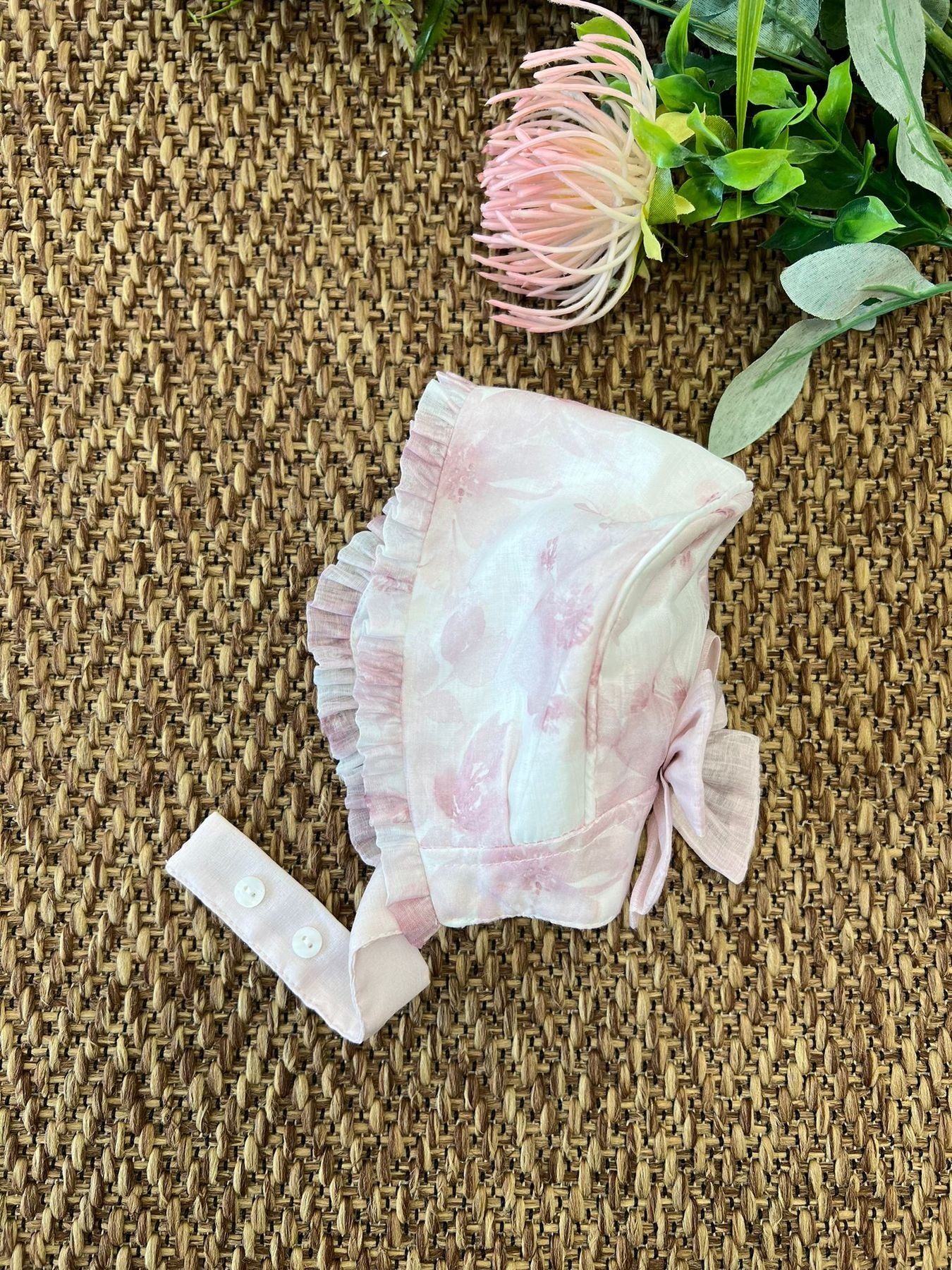 Cuffia in tessuto Rose Neonata ROSA ANTICO 009-21166 - NANU' BABY