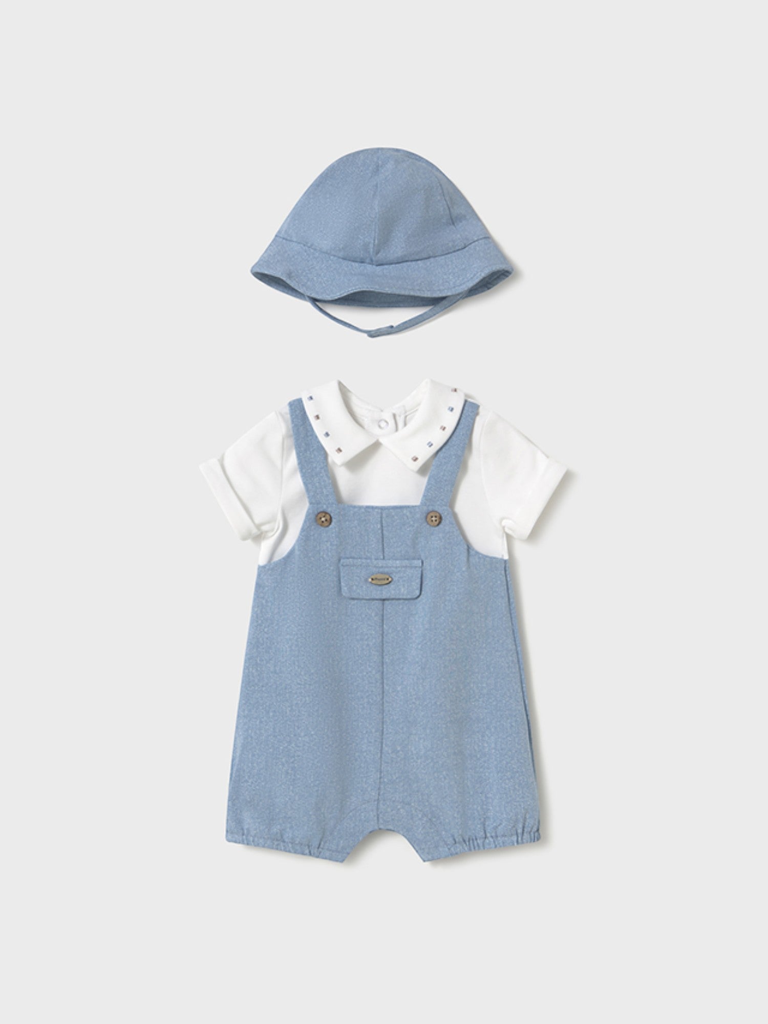 Pagliaccetto salopette,cappello Bimbo AZZURRO 1605 /A - NANU' BABY
