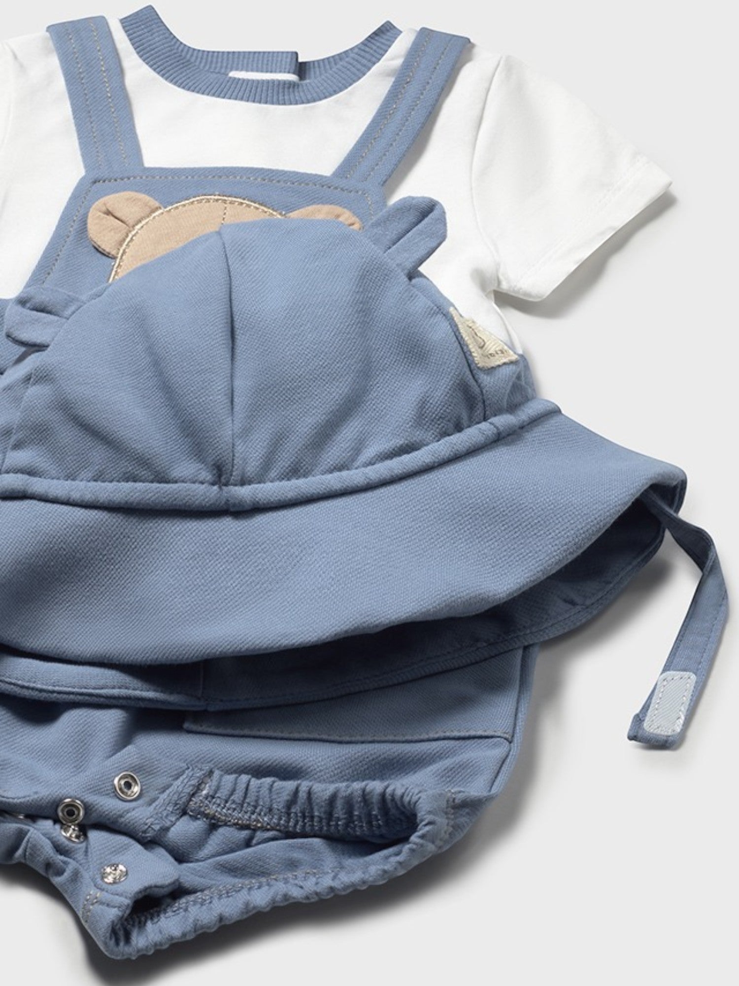 Pagliaccetto salopette,cappello Bimbo AZZURRO 1606 /A - NANU' BABY