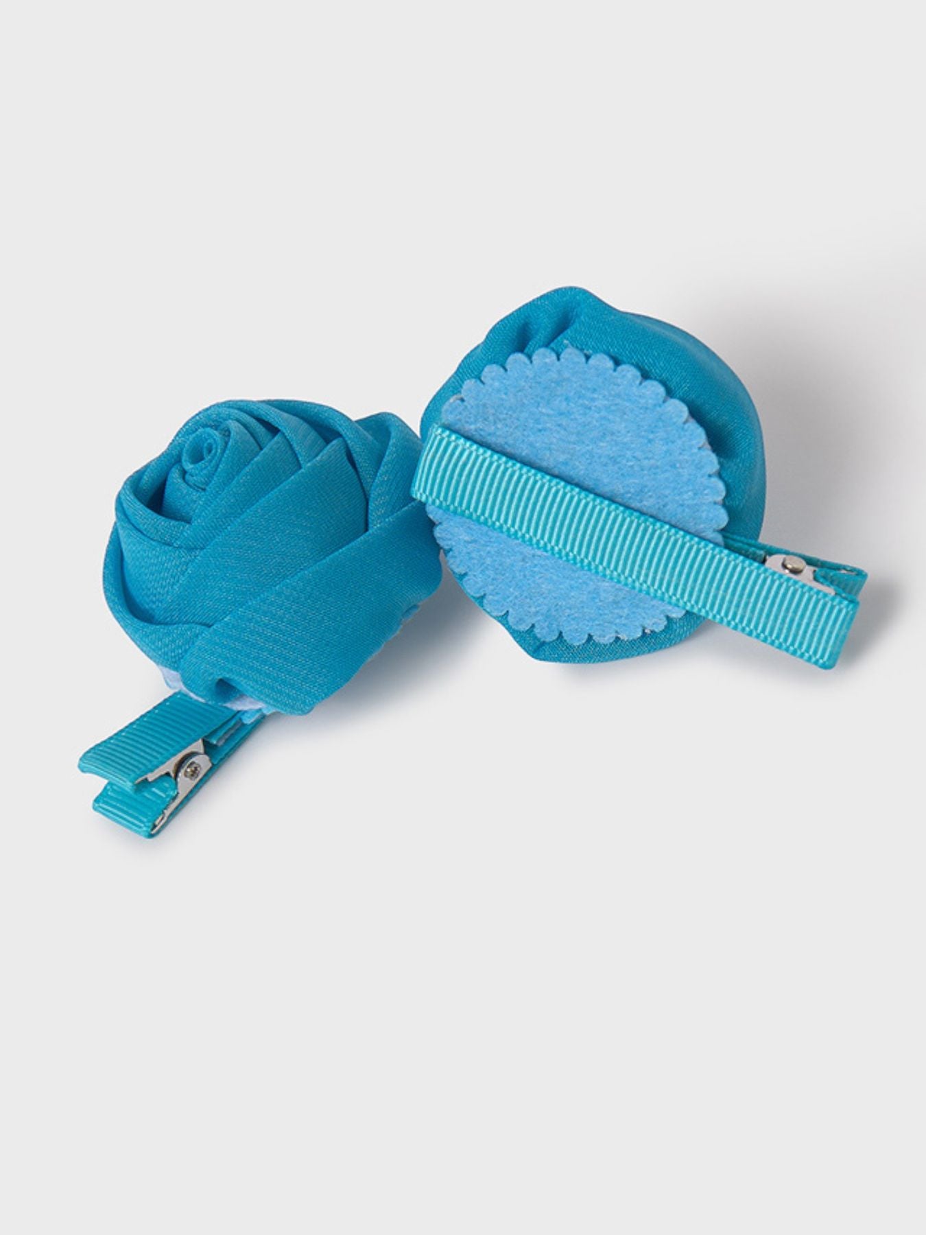 Set 2 fermagli fiori chiffon TURCHESE 5411/T - NANU' BABY