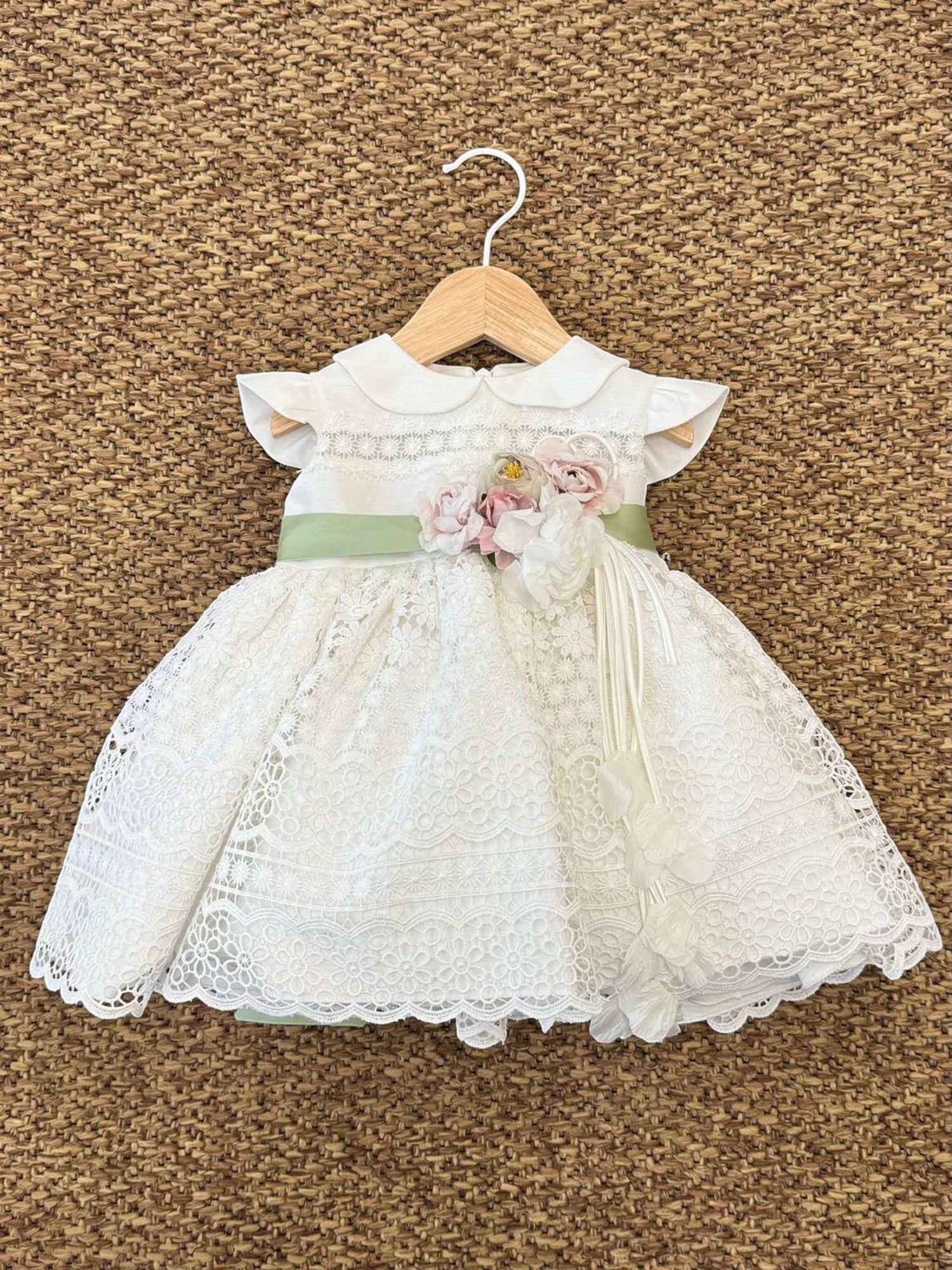 Abito Cerimonia Macramè Bimba VERDE FB080/V - NANU' BABY