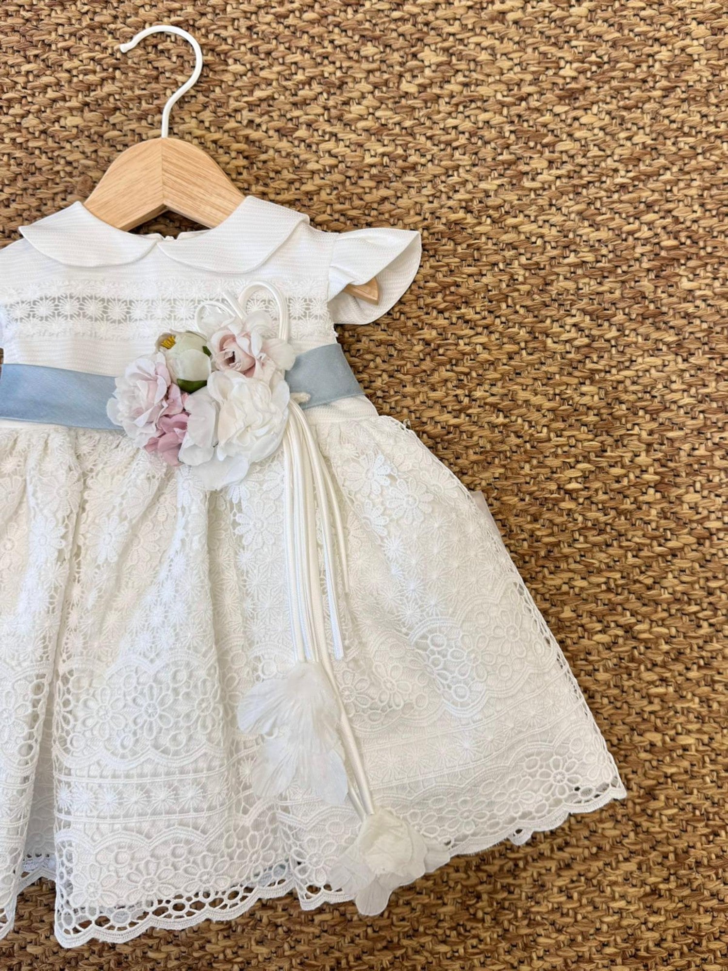 Abito Cerimonia Macramè Bimba AZZURRO FB080/AP - NANU' BABY