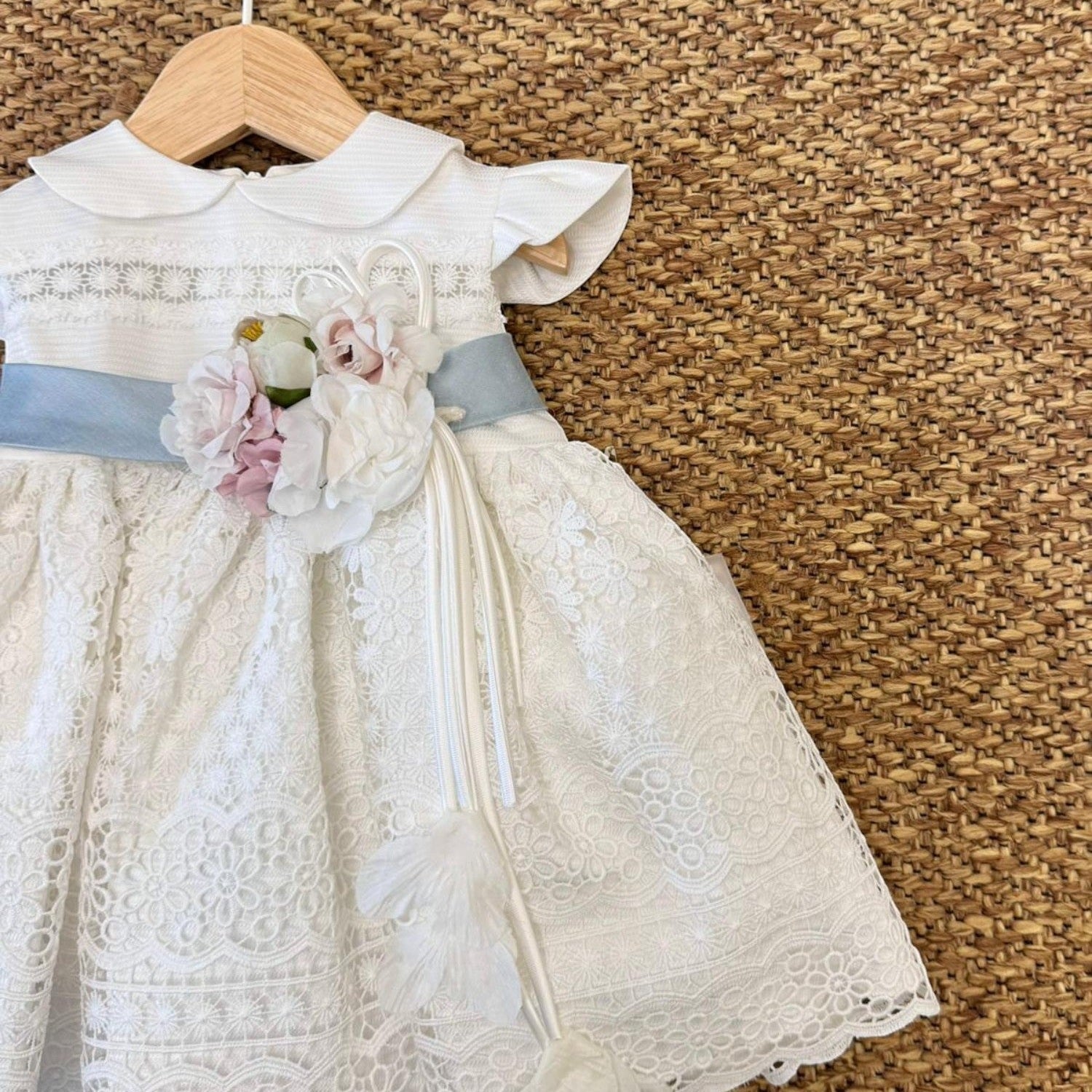 Abito Cerimonia Macramè Bimba AZZURRO FB080/AP - NANU' BABY