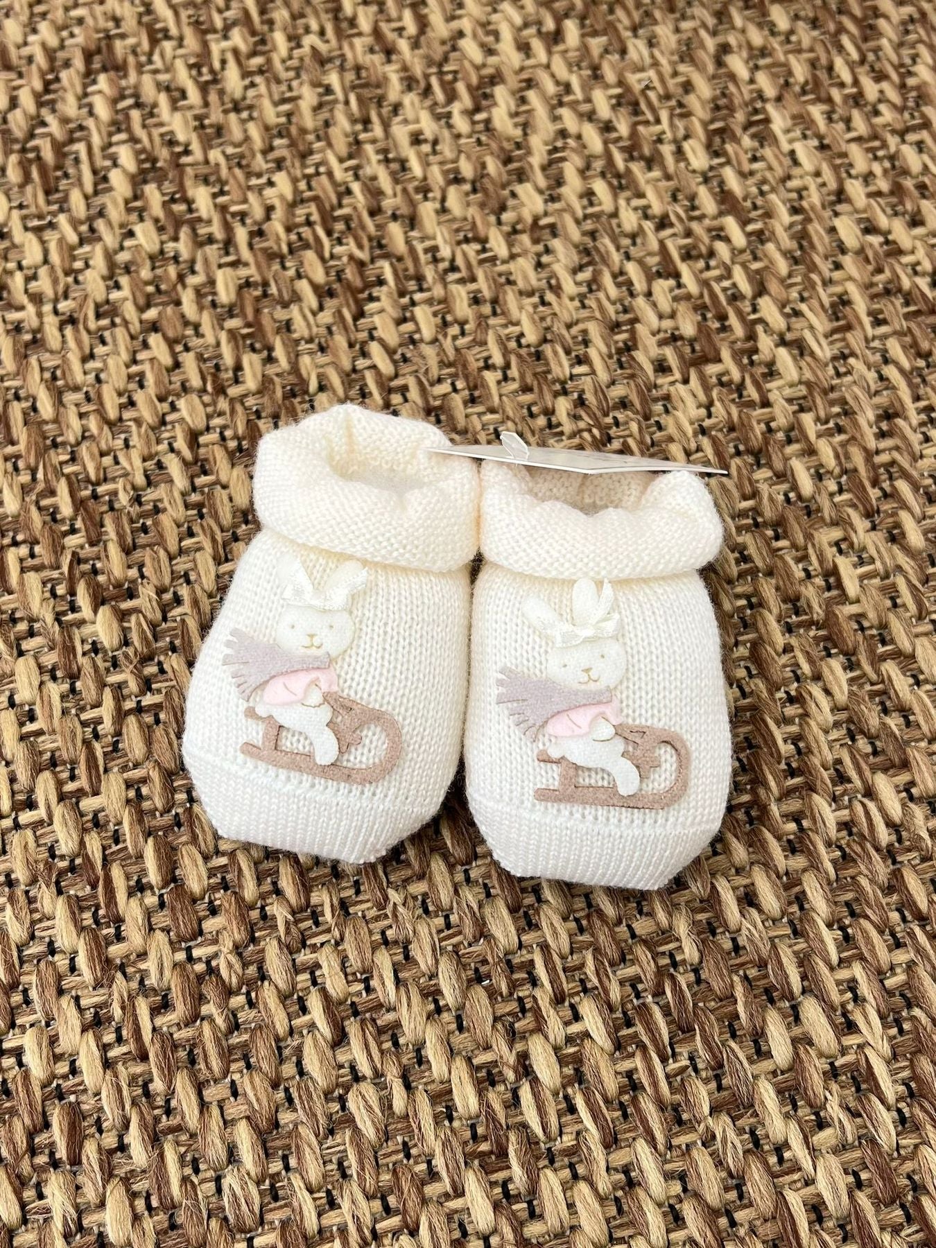 Babbucce Coniglietta in slitta Neonata LATTE 30569/X1 - NANU' BABY