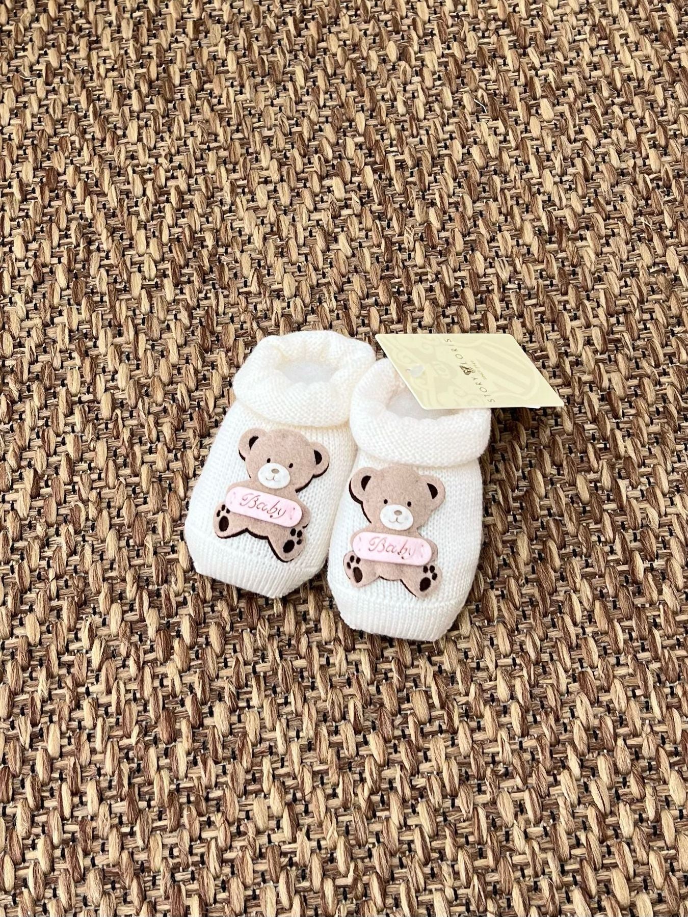 Babbucce Orsetto Baby Neonata LATTE 2835/X1 - NANU' BABY